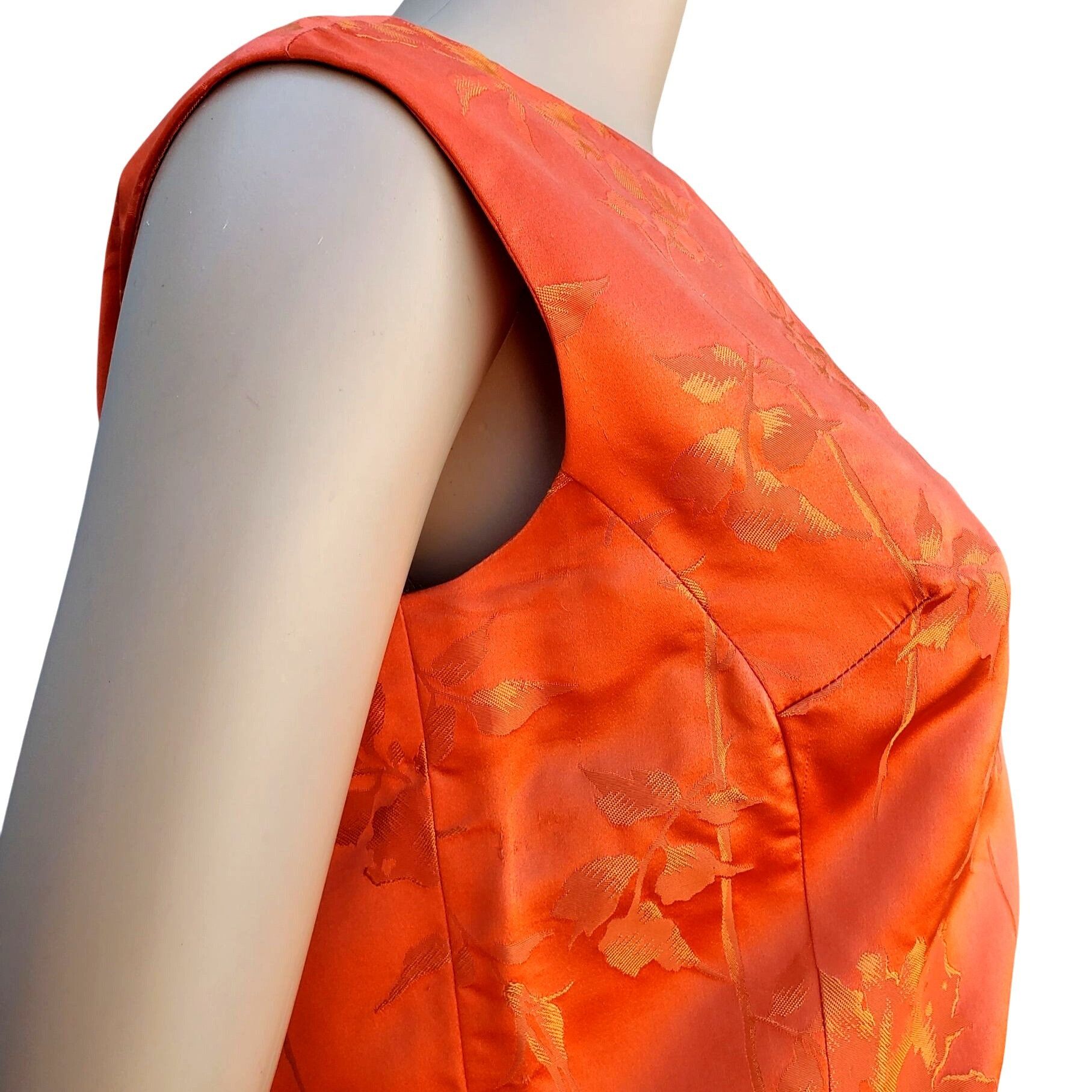 Handmade 60s Vintage Maxi Skirt Set Size 4 Orange Silk Brocade Made i Size S / US 4 / IT 40 - 2 Thumbnail
