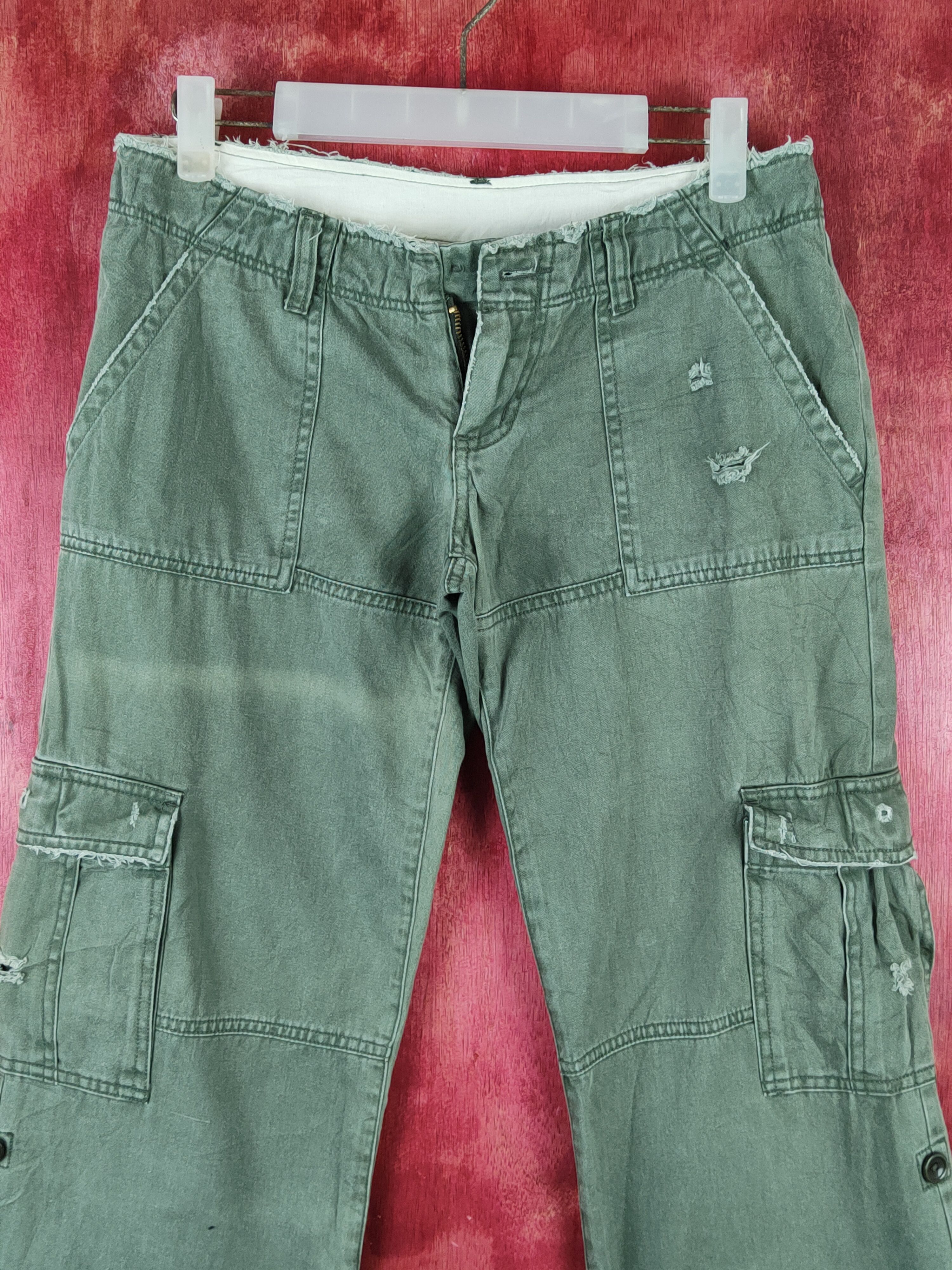 Japanese Brand Sally's Green Multipocket Tactical Cargo Pants #S2396 Size 28" / US 6 / IT 42 - 2 Thumbnail