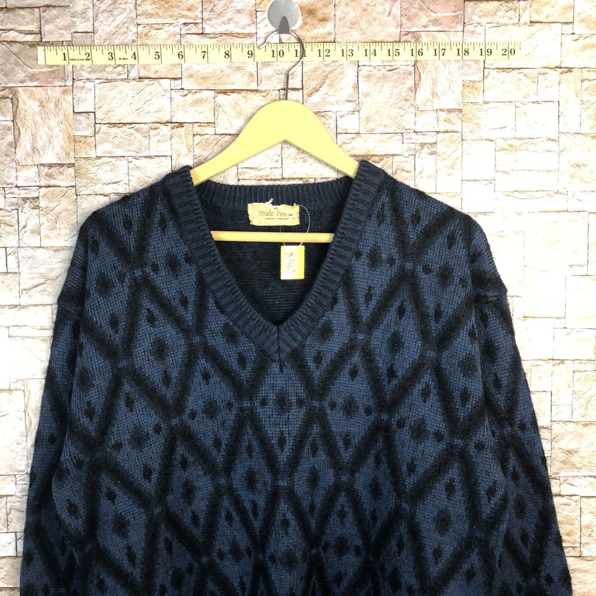 Vintage Crude Hea Dark Blue art Knitwear #A463 Size US M / EU 48-50 / 2 - 2 Thumbnail