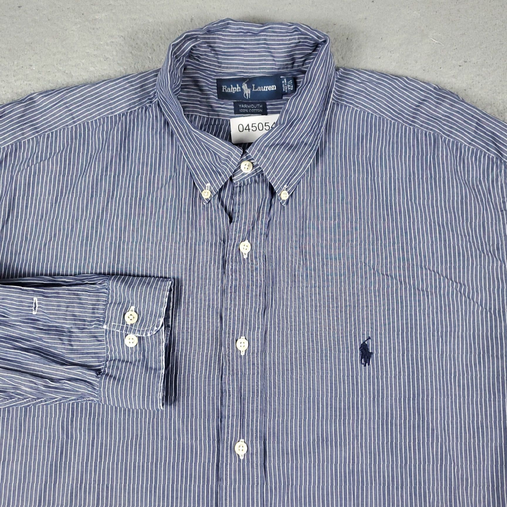 Ralph Lauren Ralph Lauren Dress Shirt Mens 17.5 Blue Striped Long Sleeve Button-Up Casual Workwear Size 46R - 2 Thumbnail