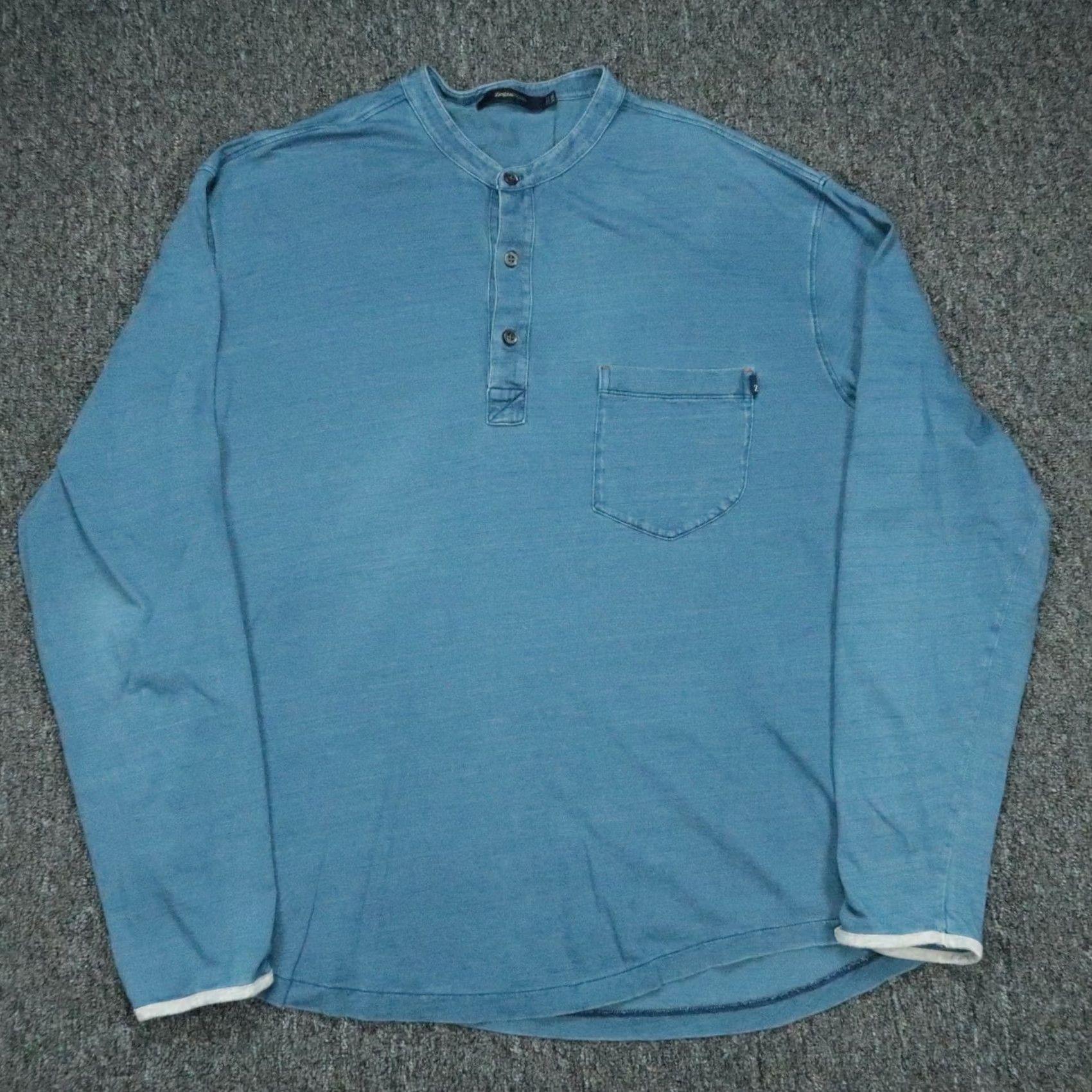 Ermenegildo Zegna Zegna Sport Shirt Mens 2XL Blue Long Sleeve Henley Pocket Tee Cristo Indigo Luxury Casual Shirt Mens 2XL Blue Henley Pocket T-Shirt Size US XXL / EU 58 / 5 - 2 Thumbnail
