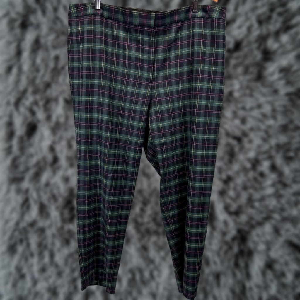 Talbots Talbots Hampshire Ankle Plaid Pants 22W Plus Women’s Elastic Sides Wool Multicolor Size 40" / US 18 - 1 Thumbnail