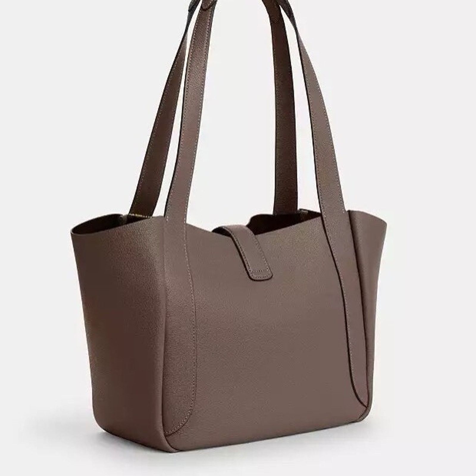 Coach NWT COACH Hadley Turnlock Tote Bag Leather CAL17 Dark Stone Size ONE SIZE - 7 Thumbnail