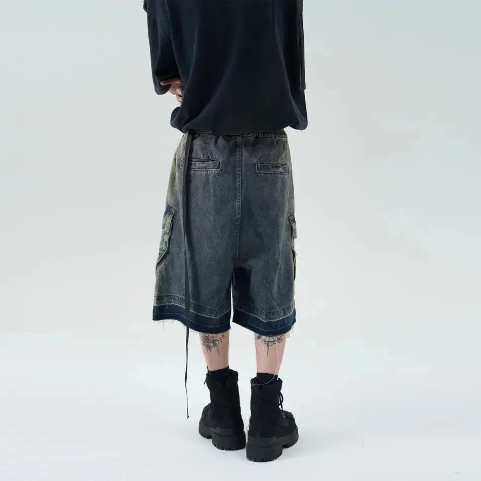 Japanese Brand Retro fringed multi pocket denim shorts Size US 32 / EU 48 - 3 Thumbnail