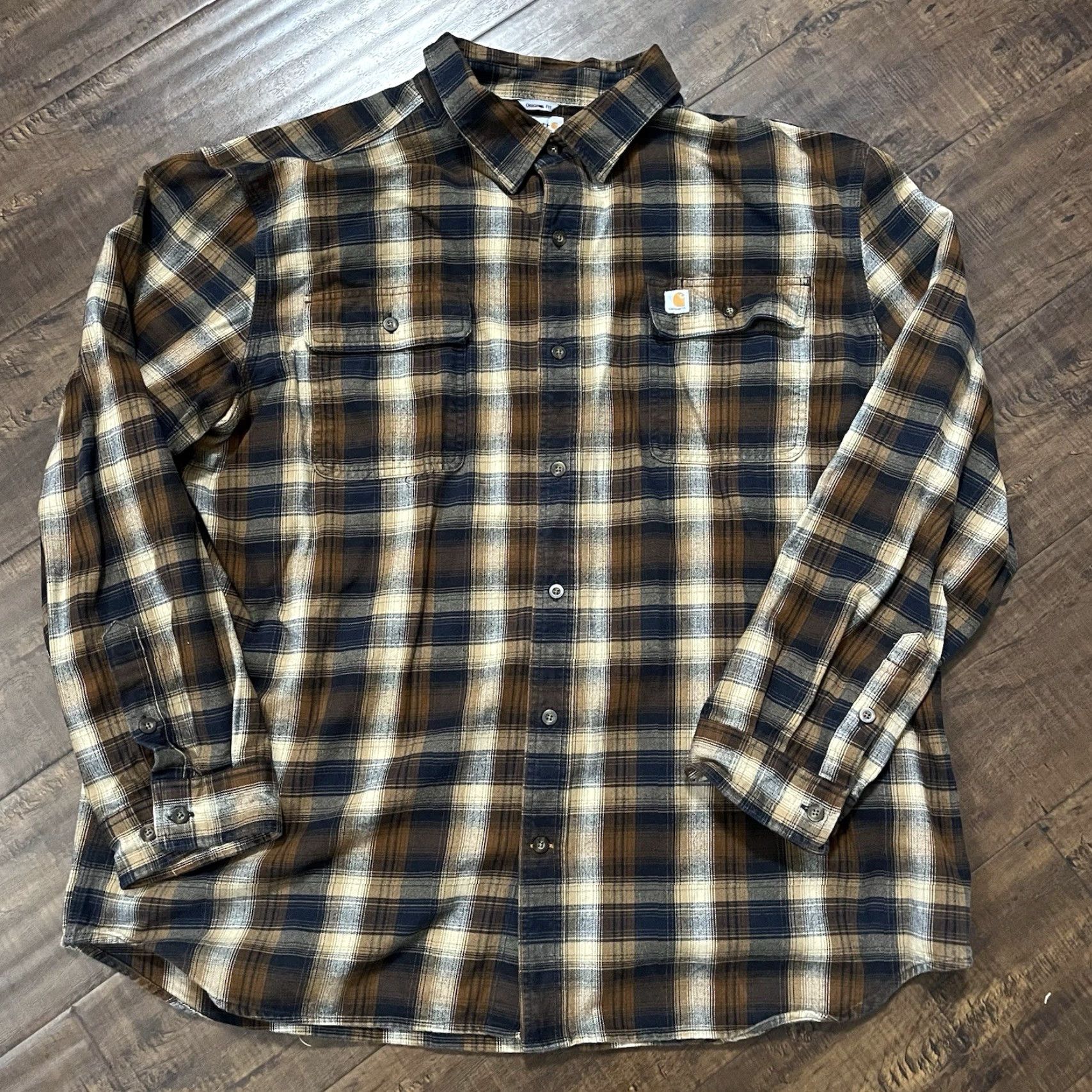 Carhartt Carhartt Shirt Plaid Flannel Button-Up Long Sleeve Mens 2XL Brown Size US XXL / EU 58 / 5 - 2 Thumbnail