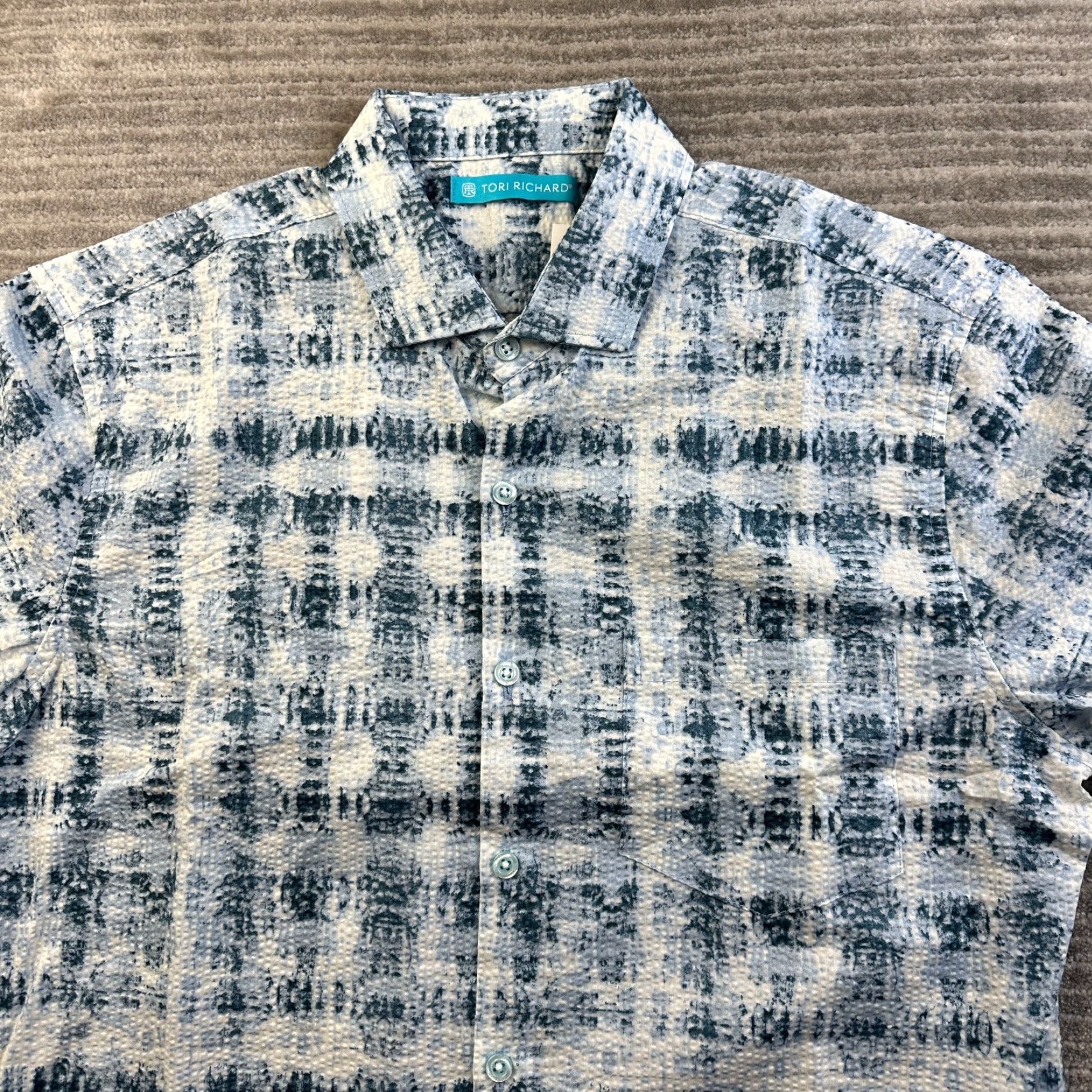 Tori Richard Tori Richard Shirt Mens Small Puckered Seersucker Geometric Hawaiian NEW Size US S / EU 44-46 / 1 - 3 Thumbnail