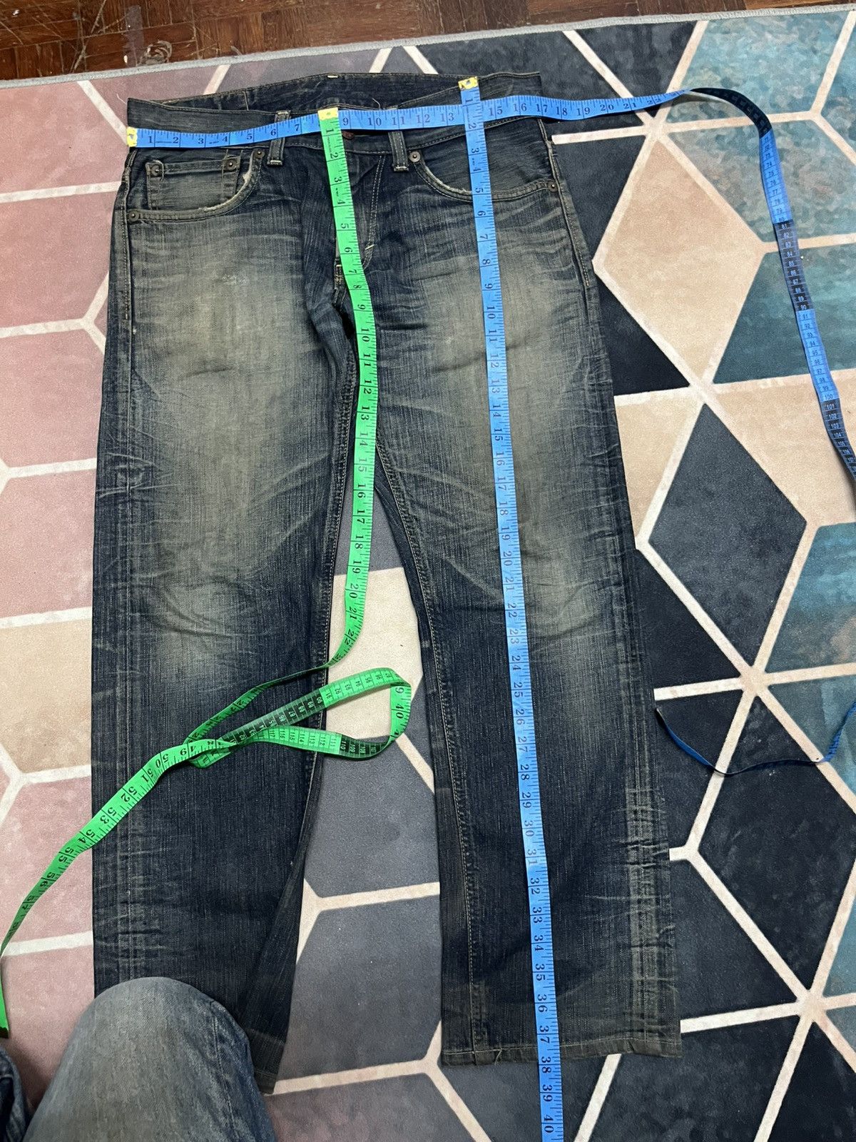 If Six Was Nine 💥Vintage Y2K Edwin Distressed Straight Cut Jeans Size US 34 / EU 50 - 10 Thumbnail