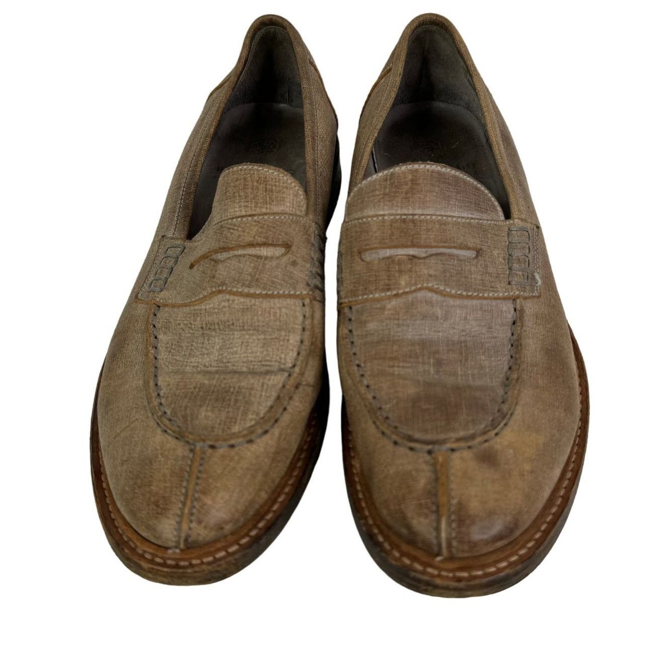 Brunello Cucinelli BRUNELLO CUCINELLI Leather Whipstitch Trim Brown Loafers Size US 6 / EU 39 - 7 Thumbnail