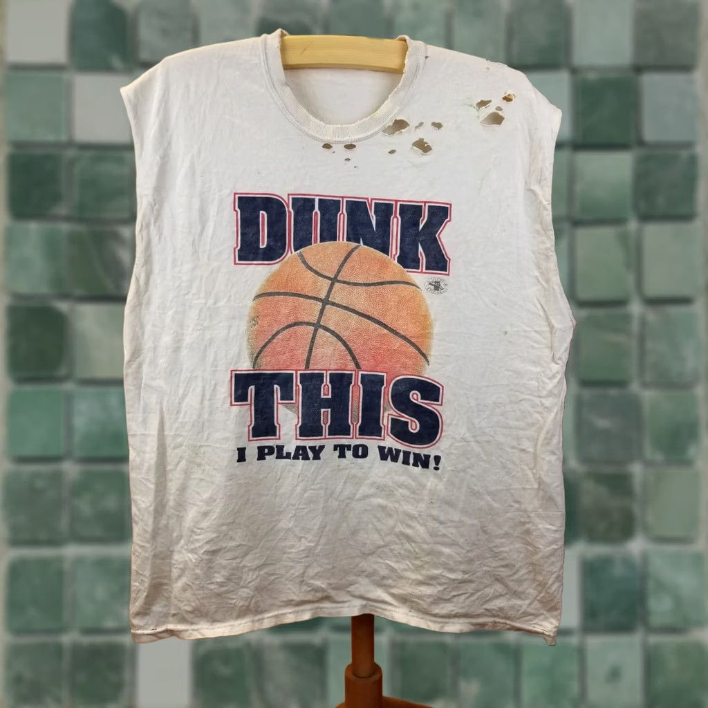 Vintage VINTAGE 90' DUNK THIS T-SHIRT SLEEVELESS DISTRESSED TRASHED SZ XXL Men Size US XXL / EU 58 / 5 - 1 Thumbnail