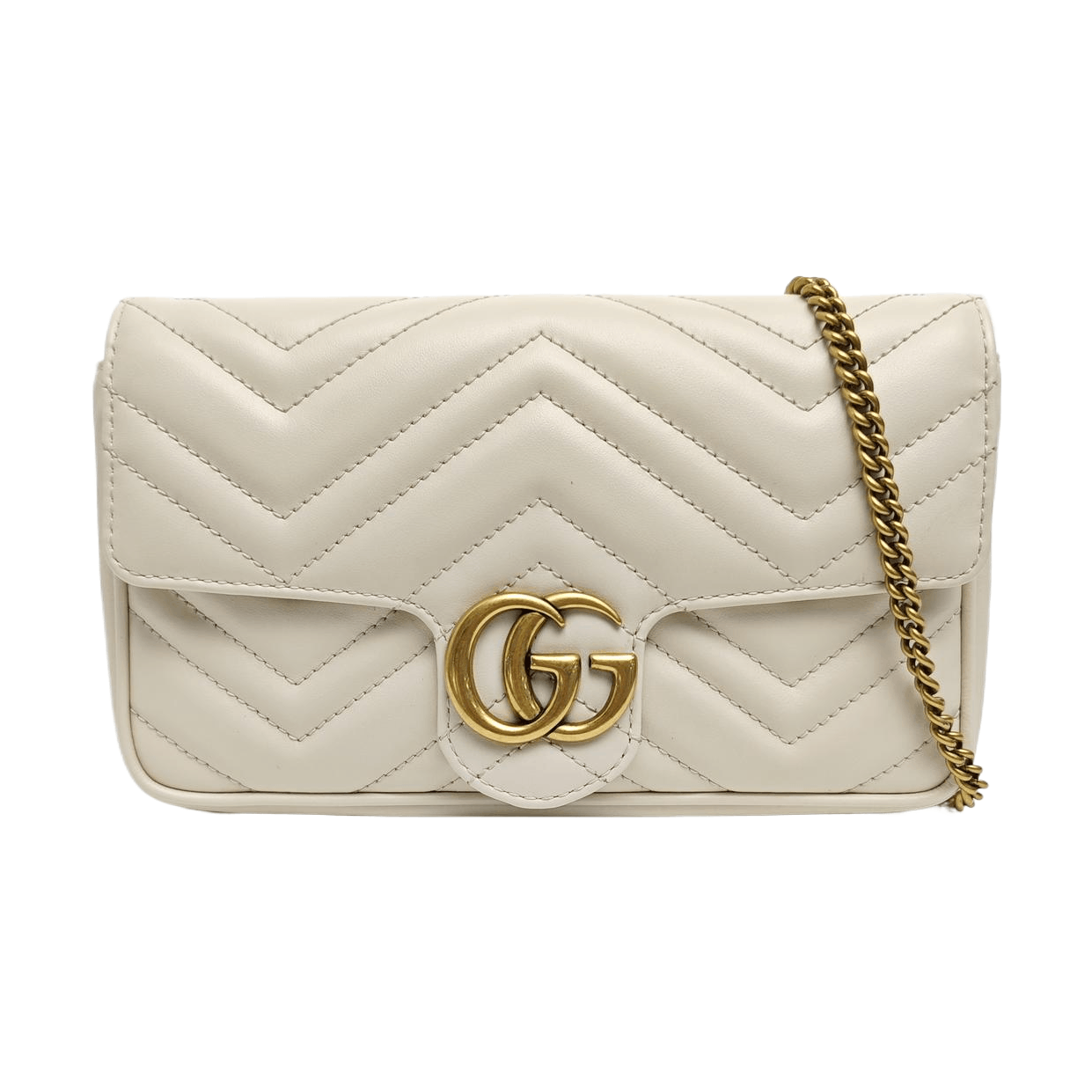Gucci Gucci GG Marmont White Quilted Leather Shoulder Bag Size ONE SIZE - 1 Thumbnail
