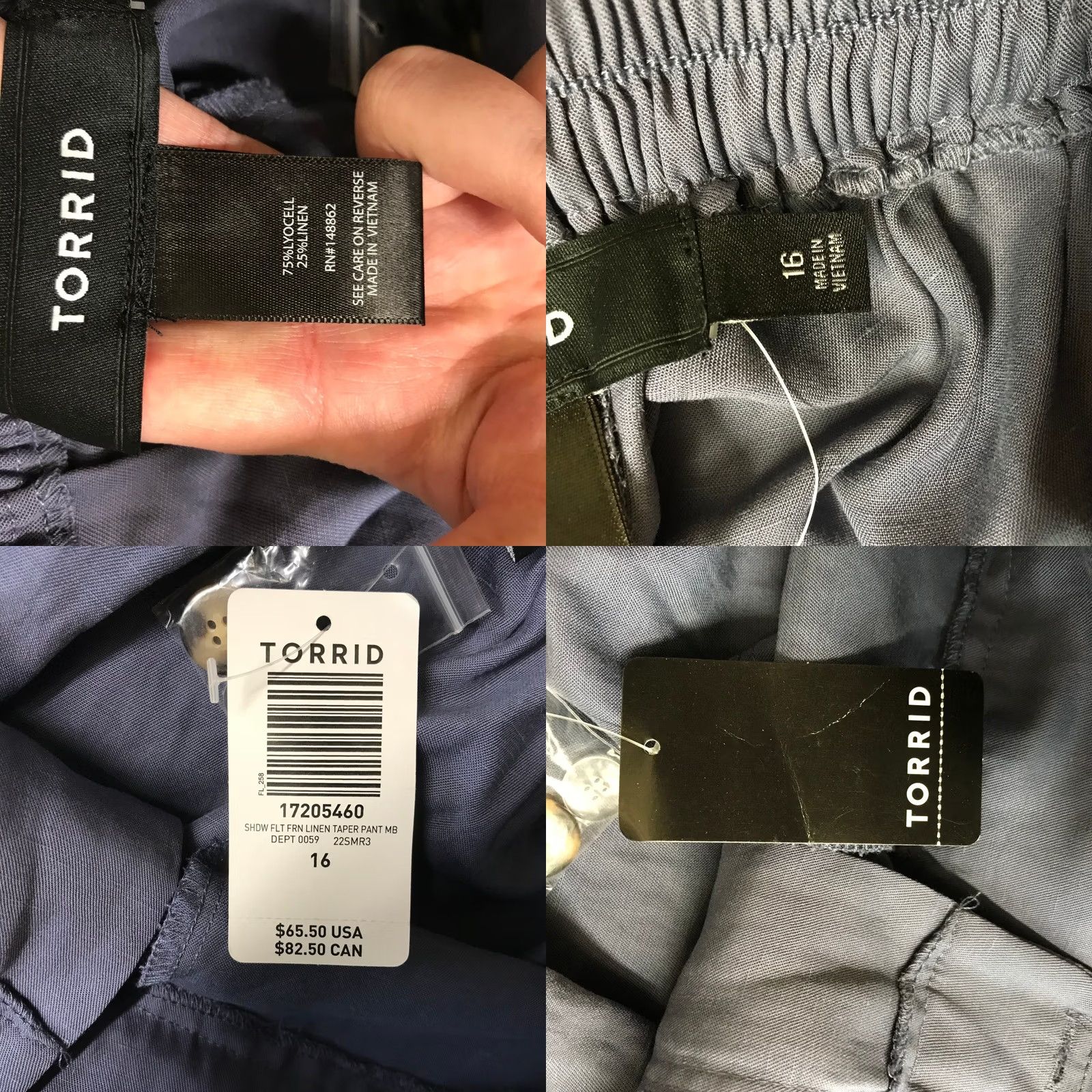 Torrid Torrid Womens 16W Slate Blue Lyocell Linen Blend Pleated Tapered Pants Size 38" / US 16 / IT 52 - 8 Thumbnail