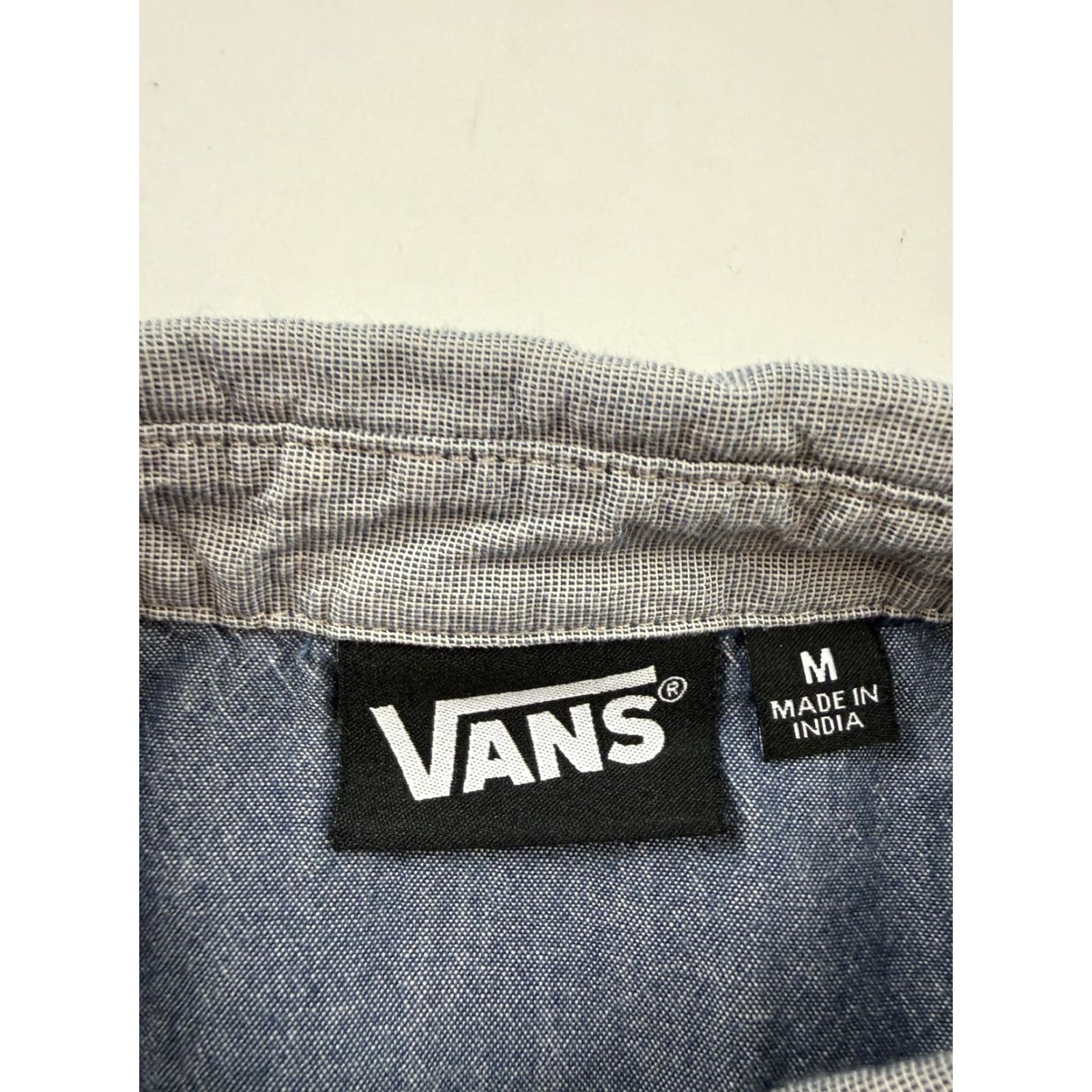 Vans VANS Shirt Mens Medium Blue Gray Chambray Colorblock Long Sleeve Button Front Size US M / EU 48-50 / 2 - 5 Thumbnail