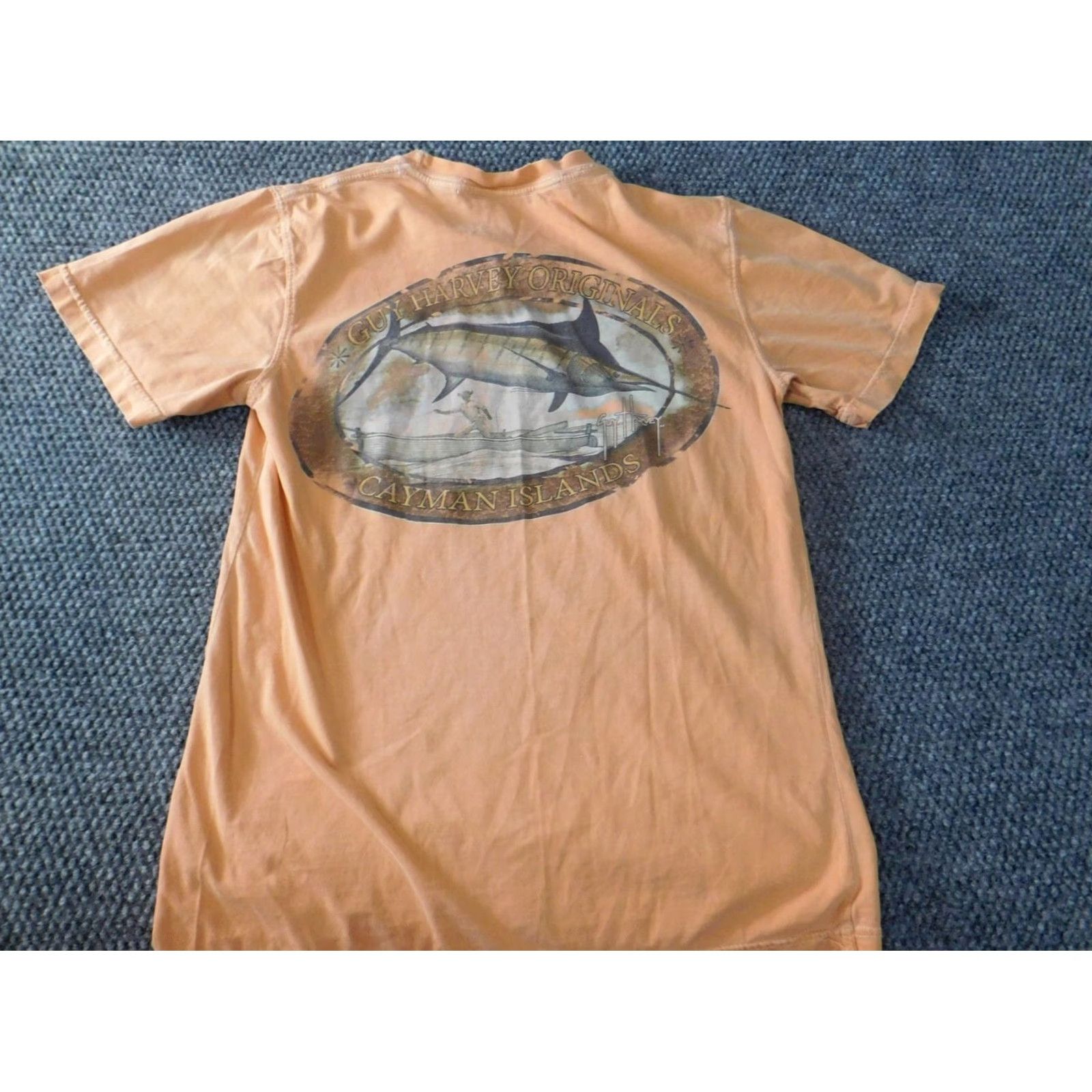 Guy Harvey Guy Harvey Mens Shirt Small Peach logo fish Classic fit Beach Short Sleeve Crew Neck Cotton T-Shirt Orange logo Mens S Regular Beach 90s? Size US S / EU 44-46 / 1 - 5 Thumbnail