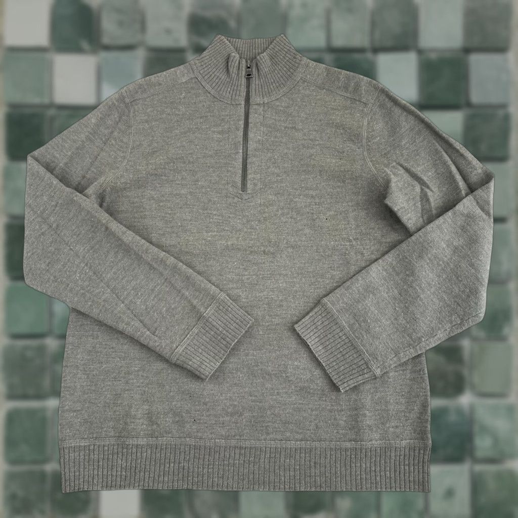Banana Republic Banana Republic 1/4 Zip Sweater Men XL Grey 100% Wool Mock Neck LS NWOT Size US XL / EU 56 / 4 - 1 Thumbnail