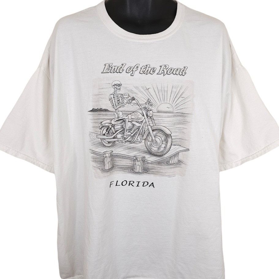 Gildan Florida Biker T Shirt Mens Size 3XL White Skeleton End Size US XXL / EU 58 / 5 - 1 Thumbnail