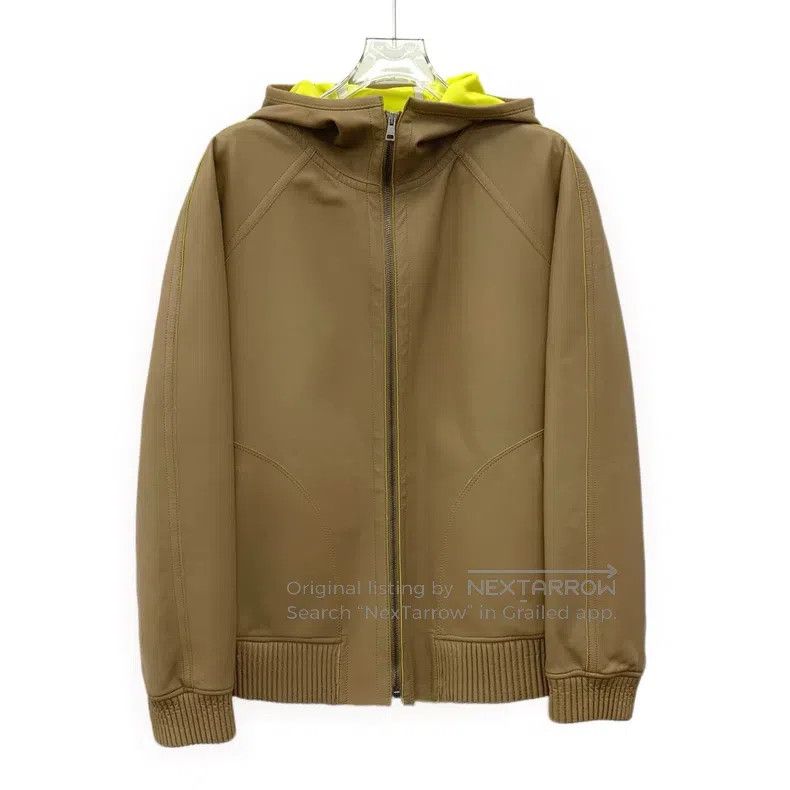 Gucci Brown hooded zipper long-sleeved leather jacket