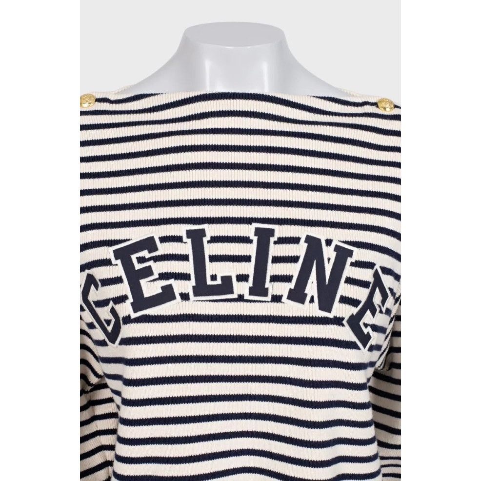 Celine Celine Striped Oversize Knit Jumper Sweater Size M Size M / US 6-8 / IT 42-44 - 4 Thumbnail