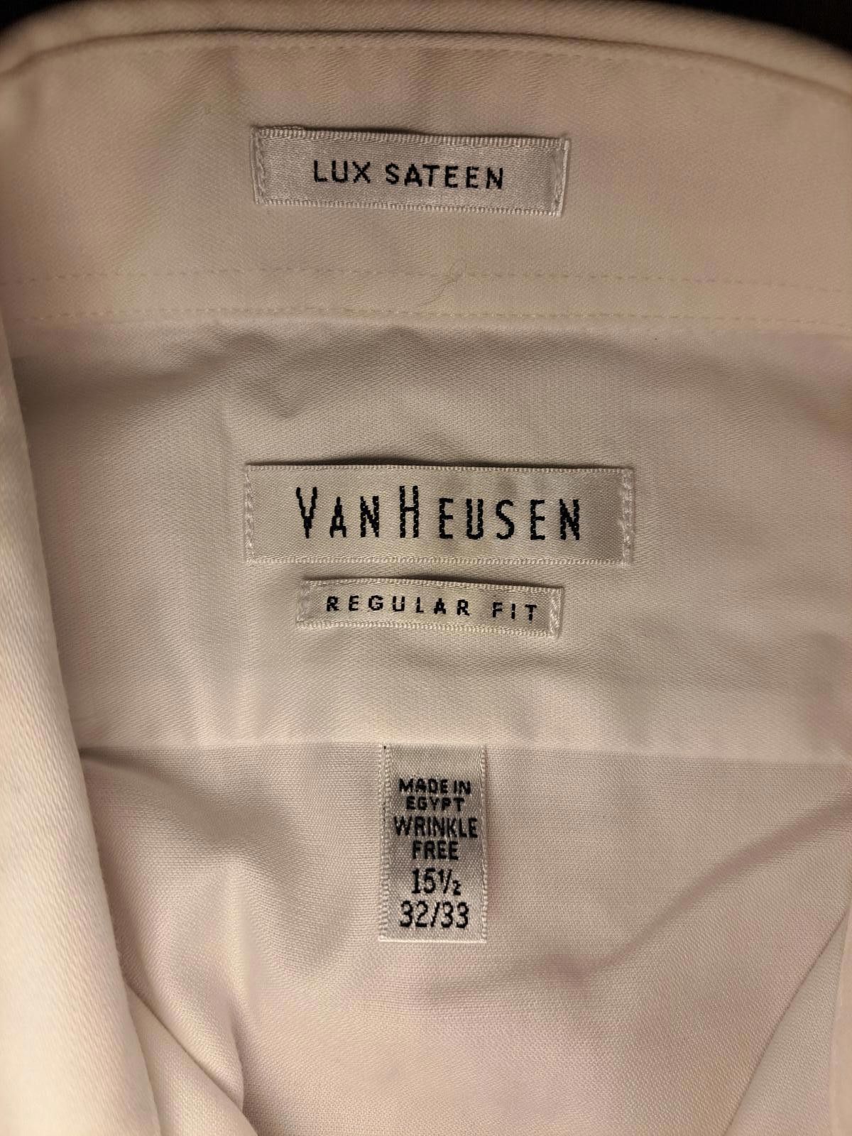 Van Heusen Van Heusen Dress Shirt Mens Medium 15.5-32/33 White Cotton Size 38R - 2 Thumbnail