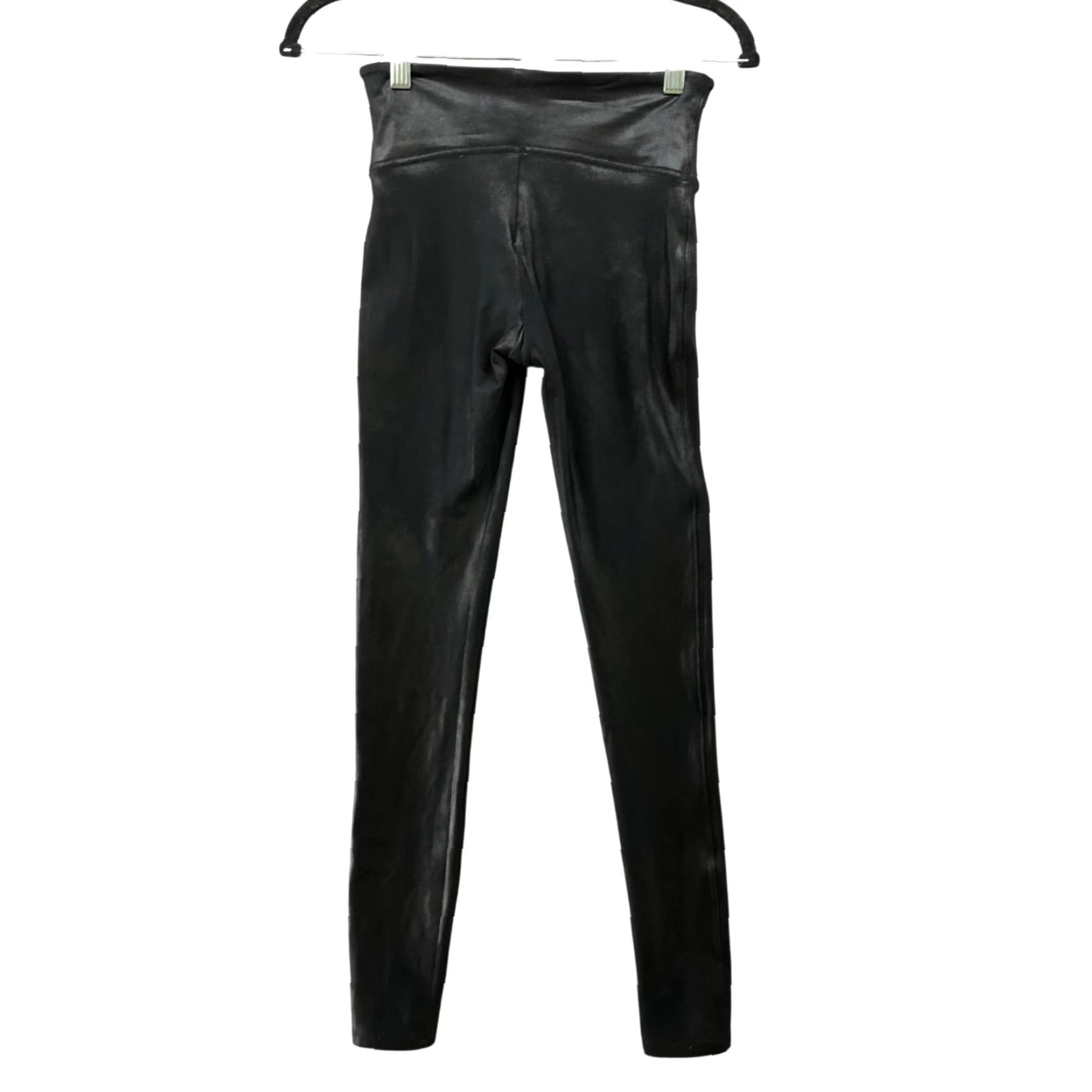 Spanx Spanx Leggings Womens S Black Faux Leather High Waisted Contour Shiny Contour Size 28" / US 6 / IT 42 - 2 Thumbnail
