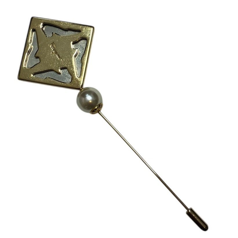 Salvatore Ferragamo Salvatore Ferragamo Gold Tone Faux Pearl Stiletto Stick Pin Size ONE SIZE - 1 Thumbnail