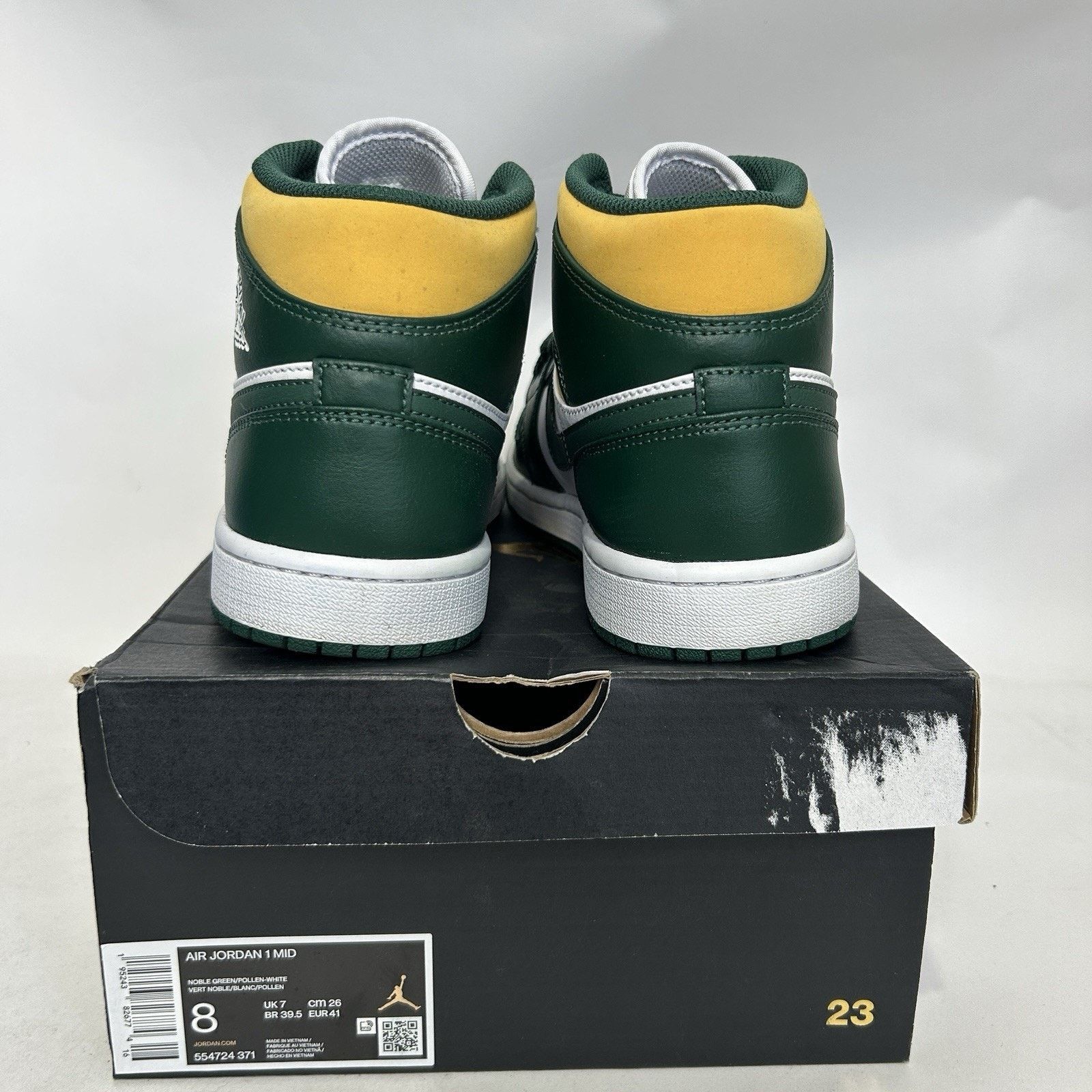Jordan Brand Nike Air Jordan 1 Mid Retro “Sonics/White Green Yellow” Size US 8 / EU 41 - 5 Thumbnail