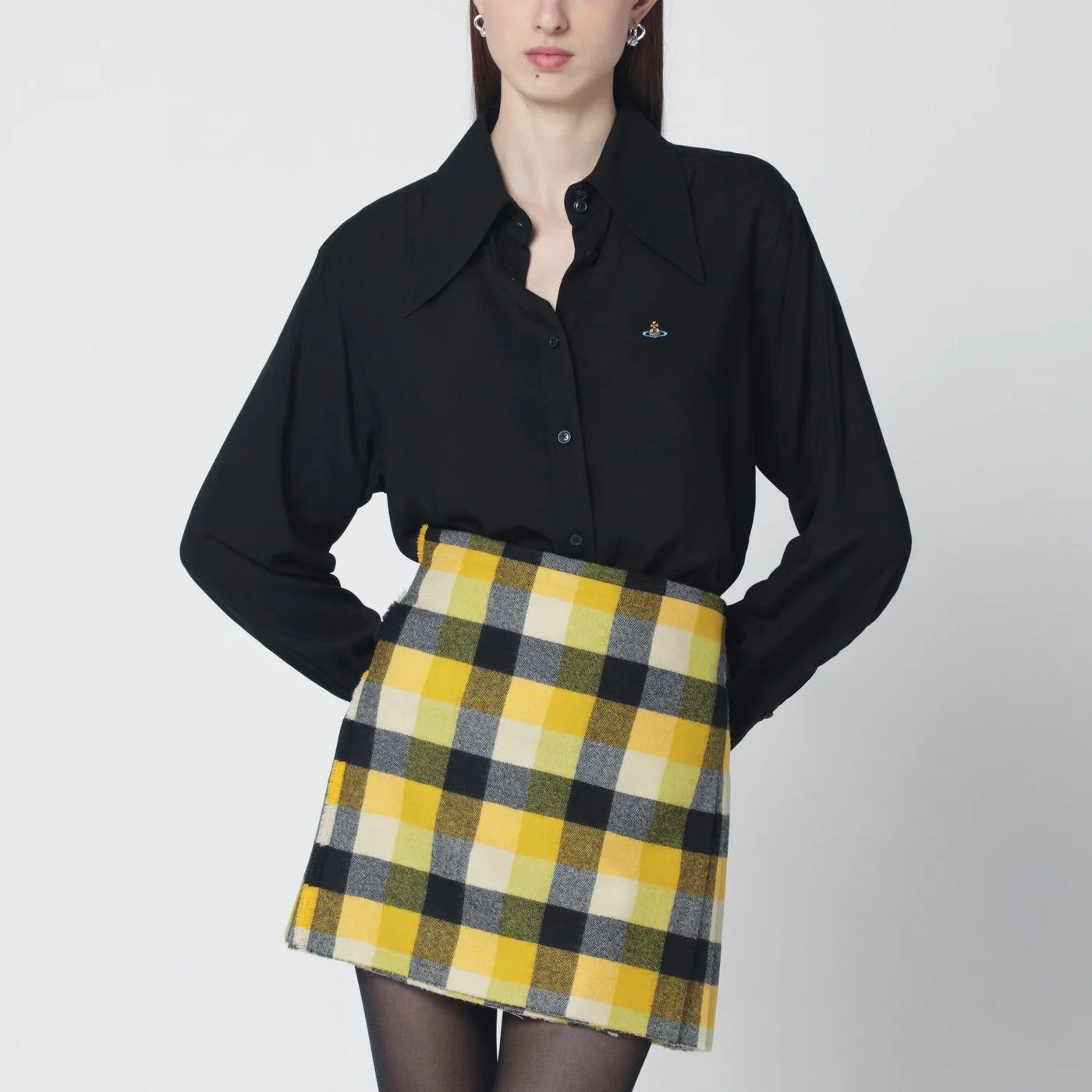 Vivienne Westwood o1d2blof0526 Oversized Collar Shirt in Black Size M / US 6-8 / IT 42-44 - 4 Thumbnail