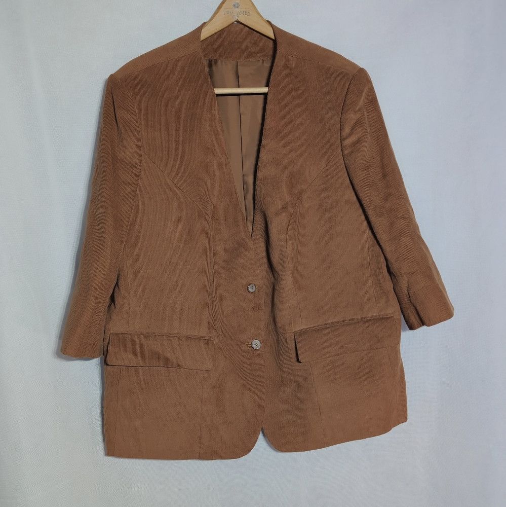 Other Tony Silom Bangkok XL Custom Men's Brown Corduroy Blazer Size 48S - 2 Thumbnail