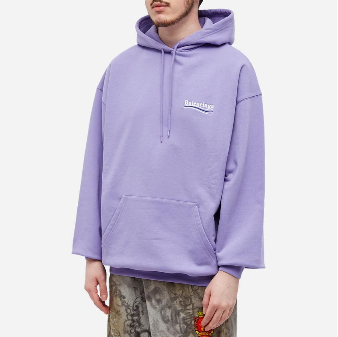 Balenciaga Balenciaga Purple Embroidered Political Campaign Hoodie Size US XL / EU 56 / 4 - 4 Thumbnail