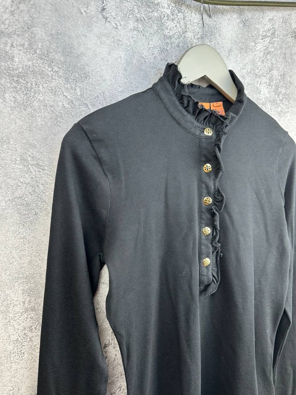 Tory Burch Tory Burch Black Ruffle Trim Henley Long Sleeve Top Size M / US 6-8 / IT 42-44 - 3 Thumbnail