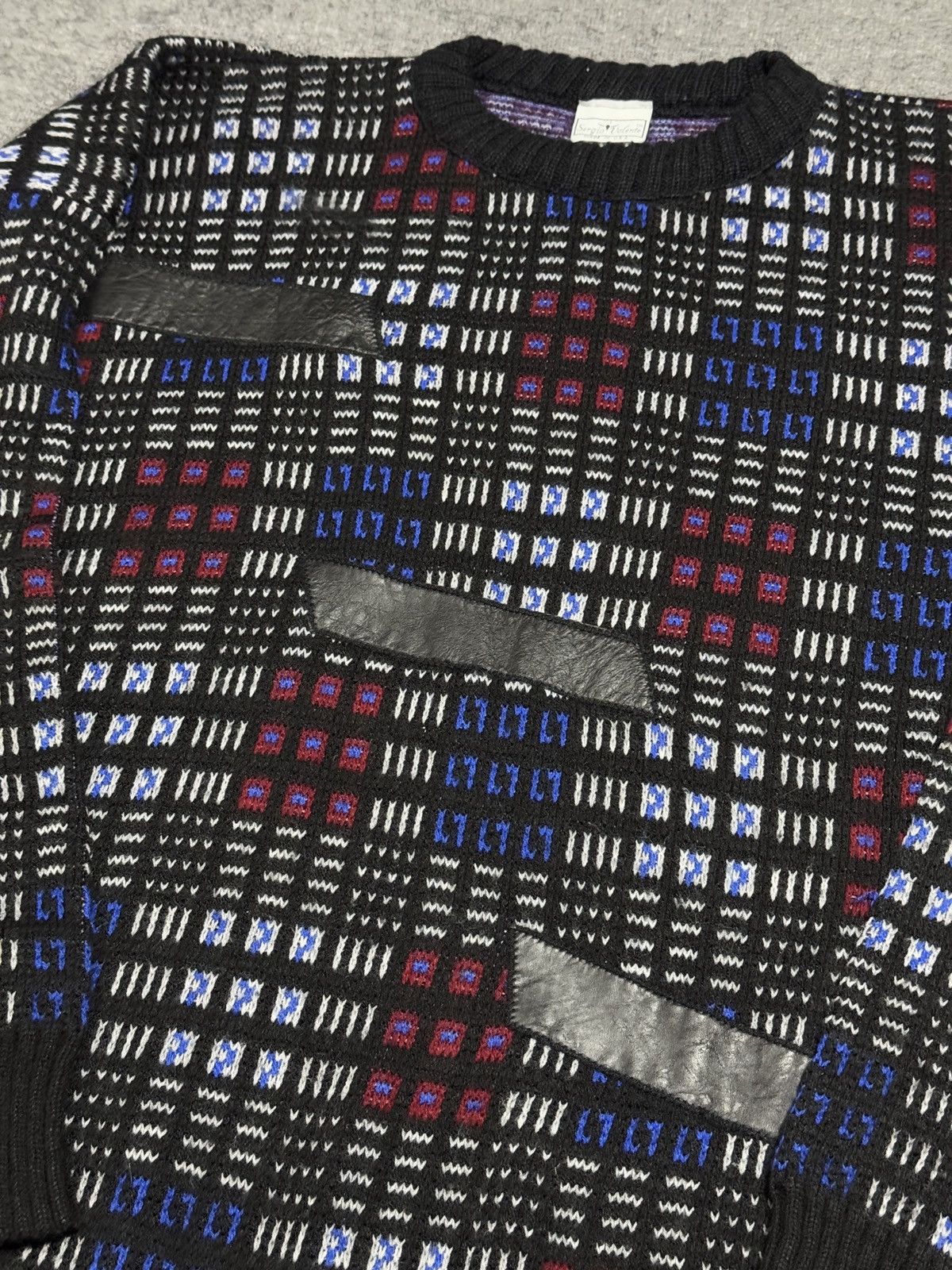 Vintage SERGIO VALENTE Men's 2X Sweater Abstract Coogi-style Biggy Size US XXL / EU 58 / 5 - 8 Thumbnail