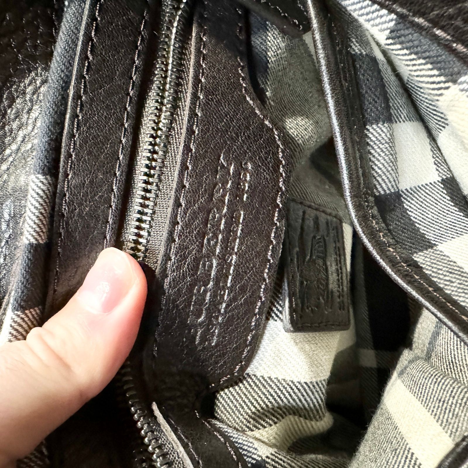 Burberry Vintage Burberry Dark Brown Leather Nova Check Shoulder Bag Size ONE SIZE - 5 Thumbnail