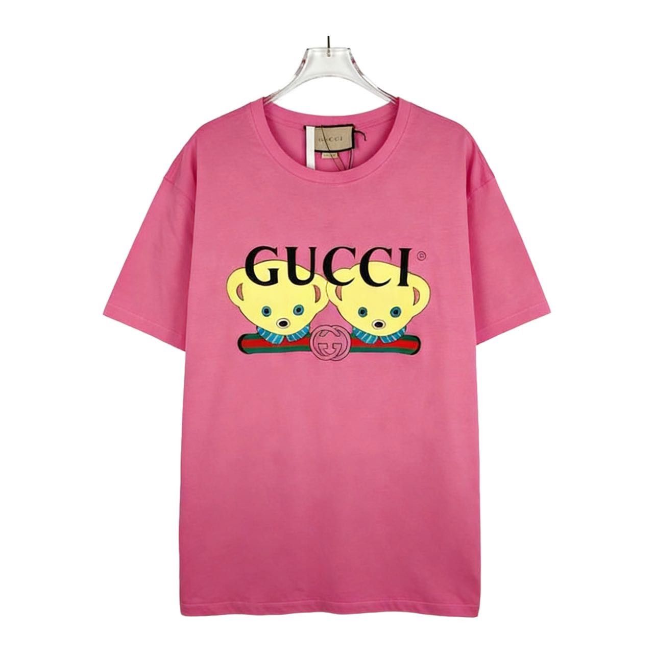 Gucci Gucci Logo Bear Print Pink Short Sleeve T-shirt K26WX Size S / US 4 / IT 40 - 1 Thumbnail