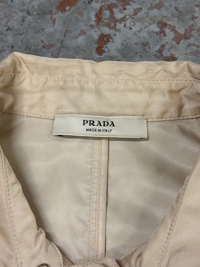 Designer × Prada × Vintage 2000s Prada Beige Belted Trench Jacket Size M / US 6-8 / IT 42-44 - 8 Thumbnail