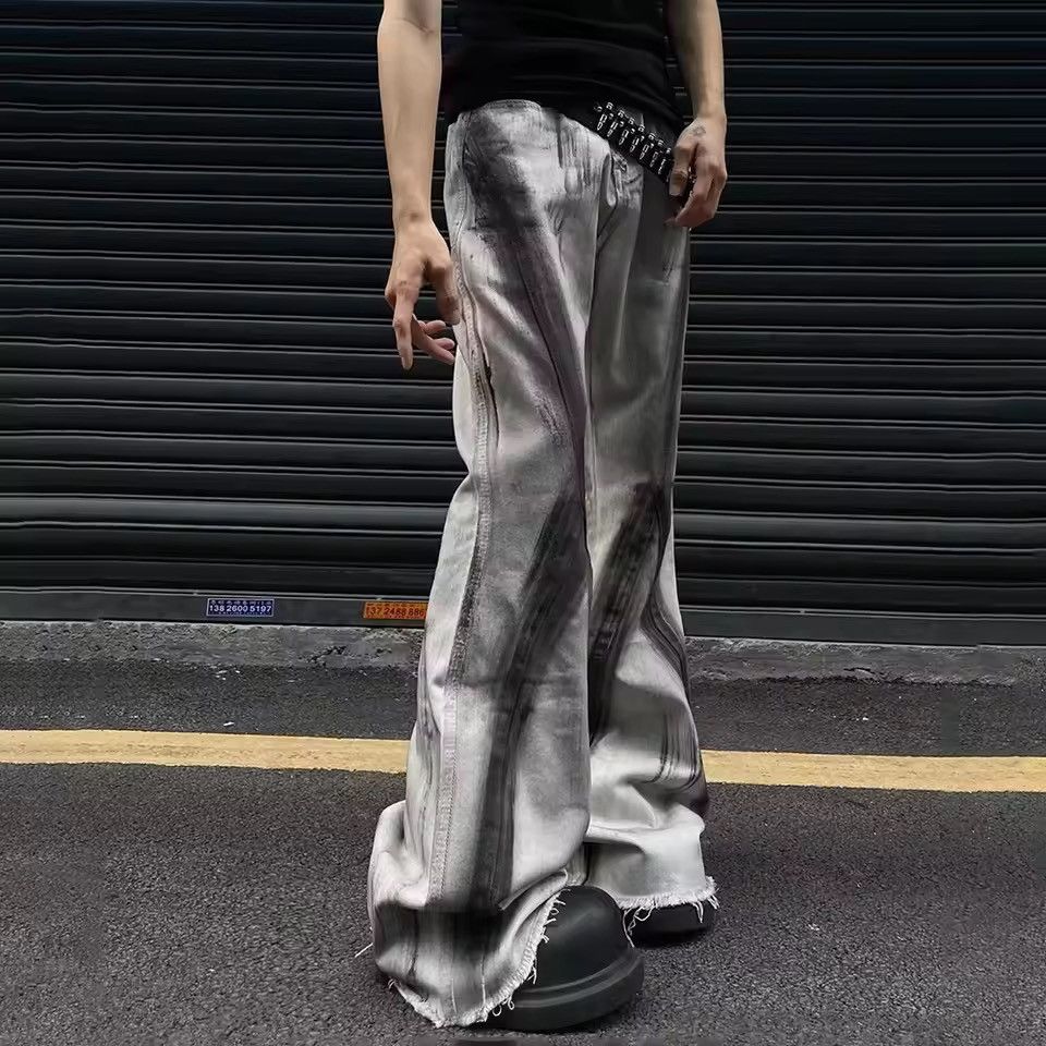 Jean Y2k Washed Gradient Hombre Loose Flared Jeans Trousers Size US 34 / EU 50 - 1 Thumbnail
