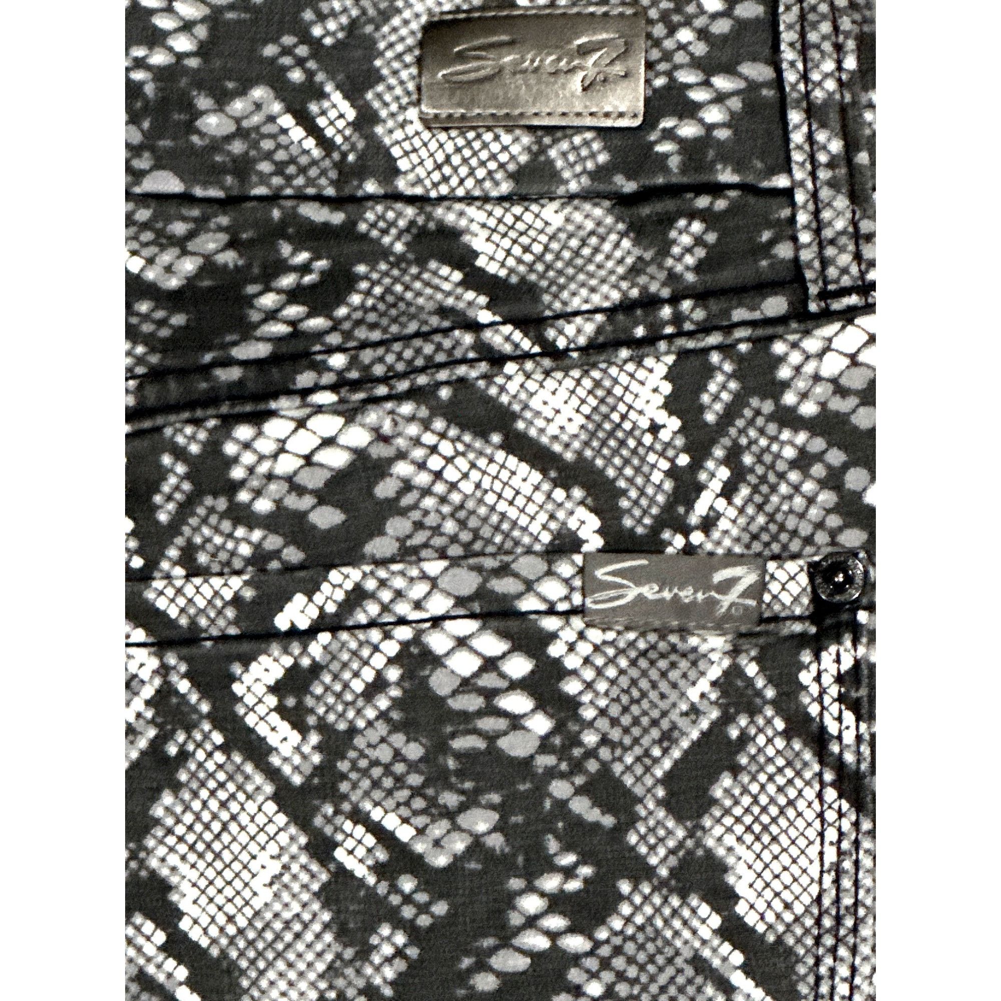 Seven 7 Seven7 Tummyless High Rise Skinny Jeans Black White Snakeski Size 28" / US 6 / IT 42 - 4 Thumbnail