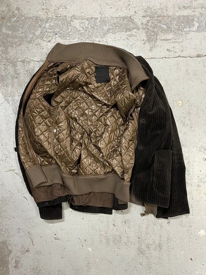 Dolce & Gabbana 2000s Dolce & Gabbana Brown Corduroy Puffer Double Layer Jacket Size 44R - 9 Thumbnail