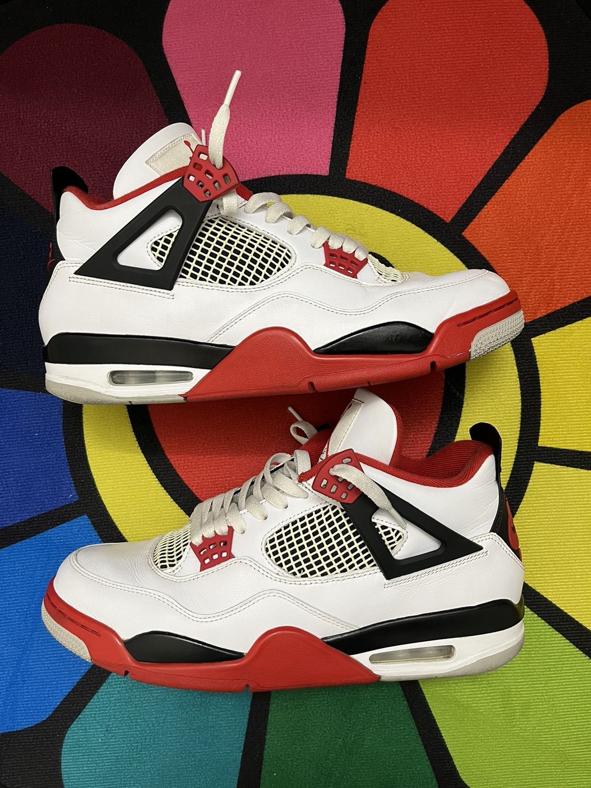 image of Jordan Nike Jordan Fire Red 4S Shoes in White, Men's (Size 12)