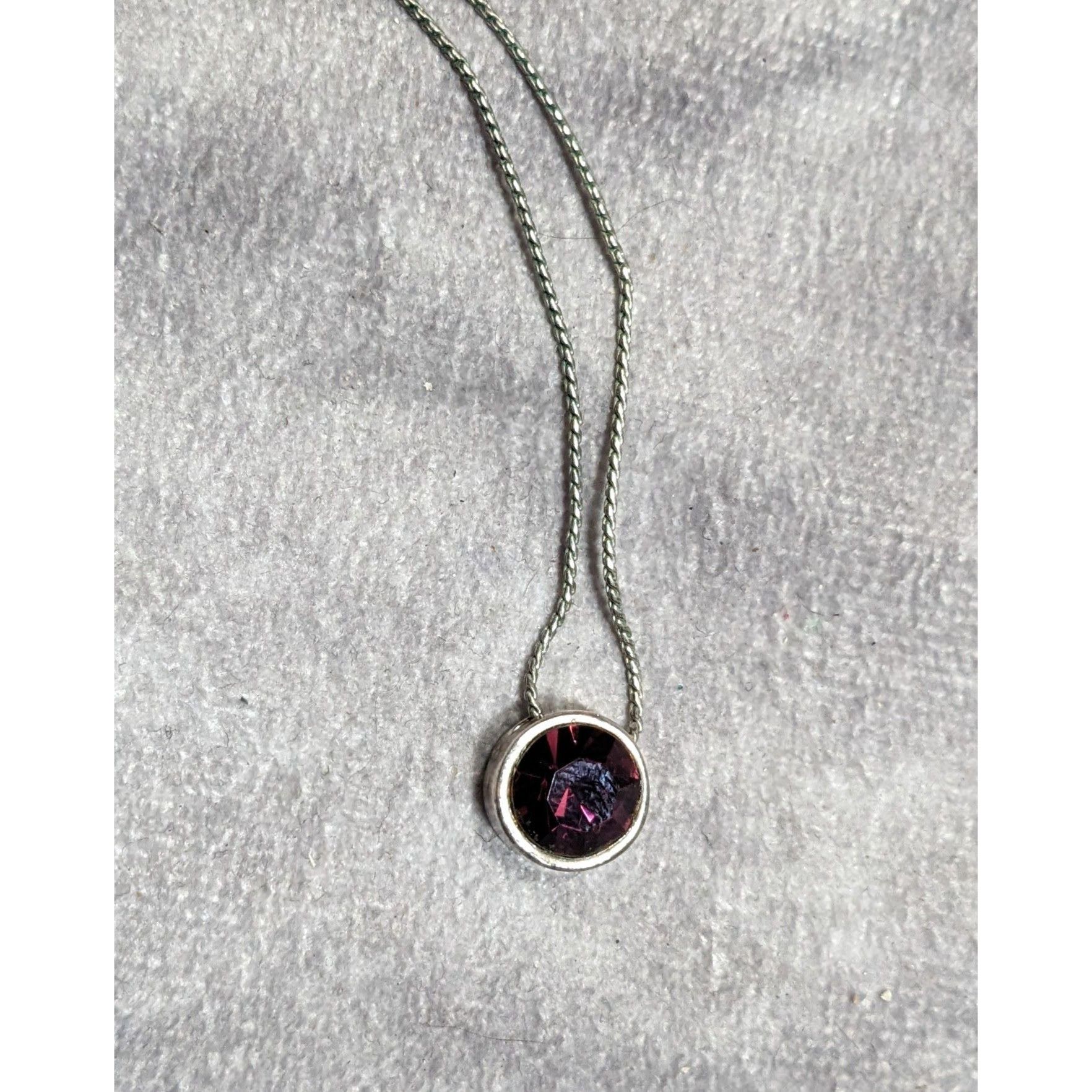 Other Elegant Silver Tone Necklace With Round Purple Gemstone Pend Size ONE SIZE - 10 Thumbnail