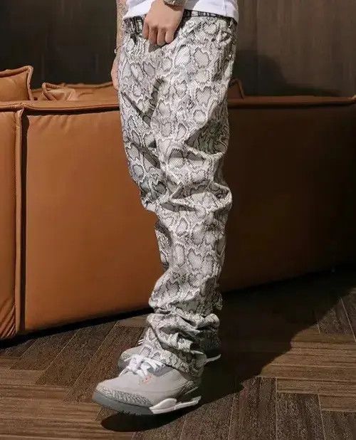 Japanese Brand × Vintage Streetwear PU Leather Snake Skin Patent Pants Trousers Size US 34 / EU 50 - 4 Thumbnail
