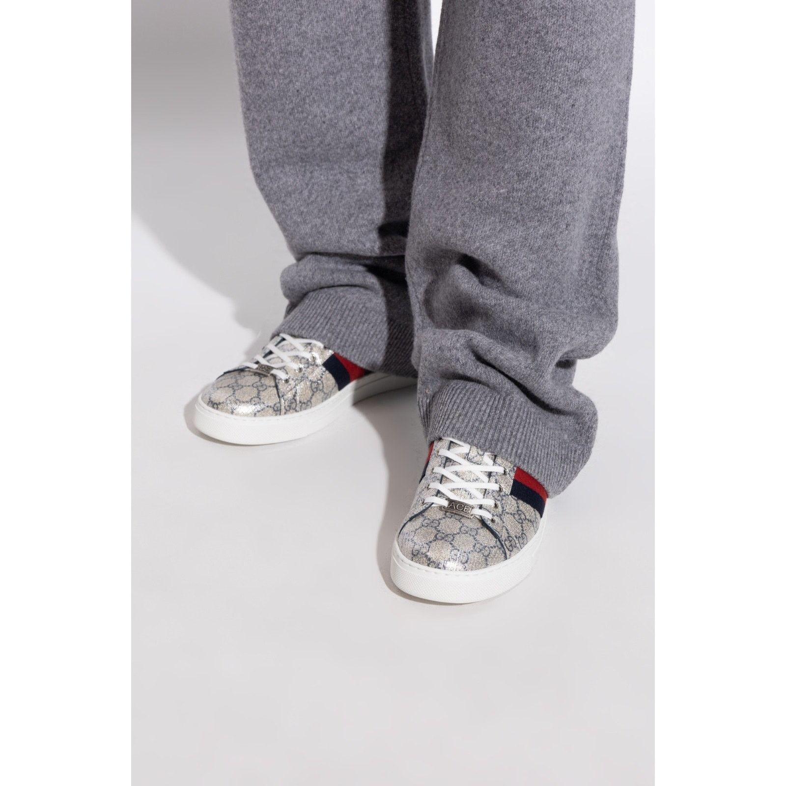 Gucci Gucci Ace GG Logo Supreme Canvas Beige Blue Silver Size US 13 / EU 46 - 5 Thumbnail