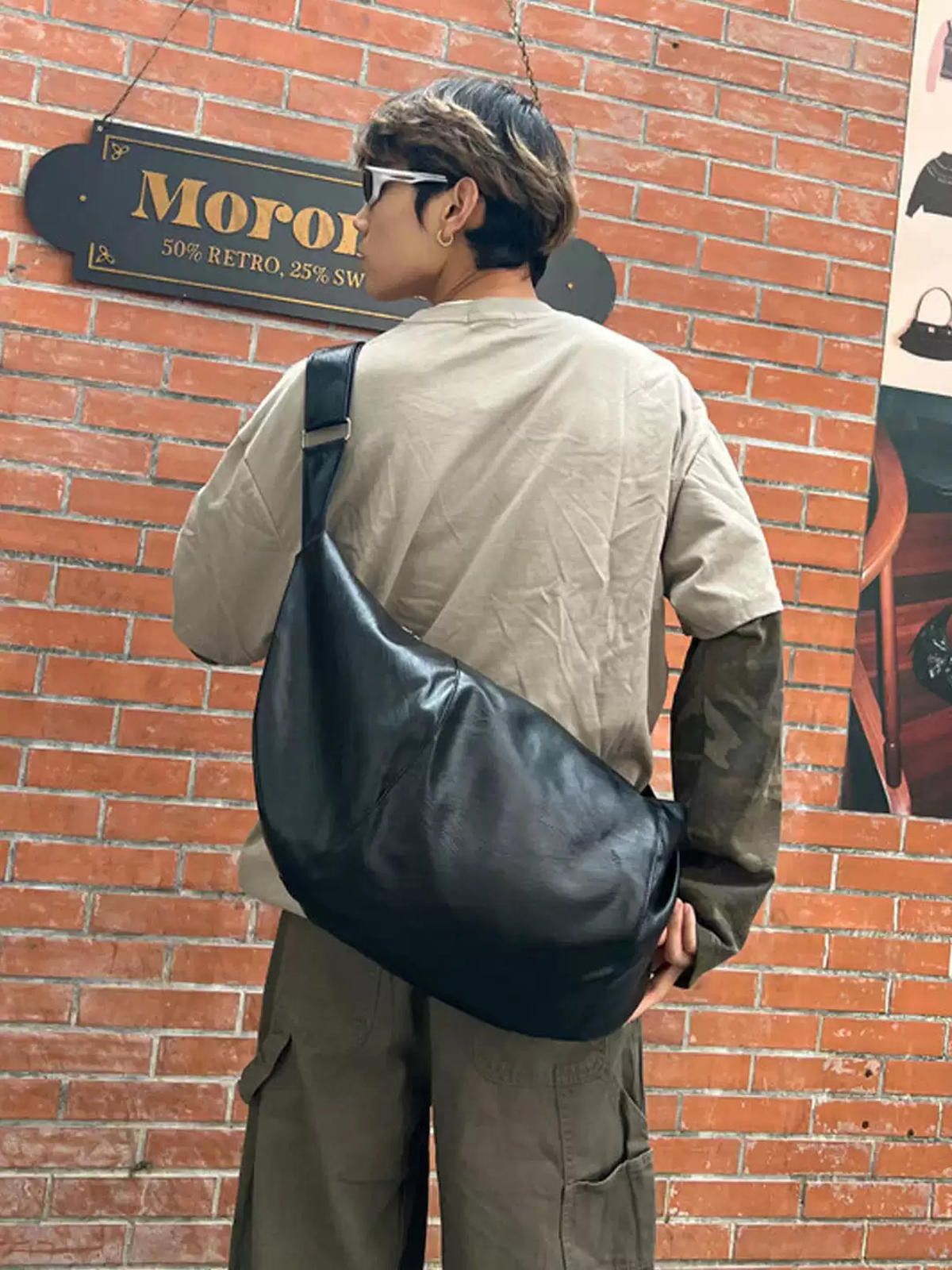 Leather Dark Underarm Dumpling Crossbody | Niche Horn Bag Tote Size ONE SIZE - 2 Thumbnail