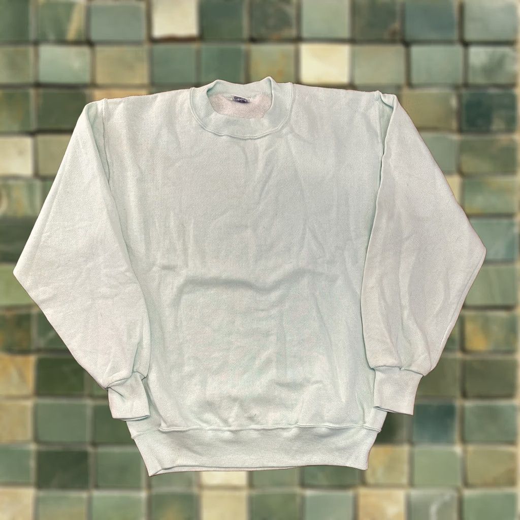 Jerzees VINTAGE JERZEES Sweatshirt Medium Mint Green 80s Crewneck Solid Mens Size US M / EU 48-50 / 2 - 1 Thumbnail