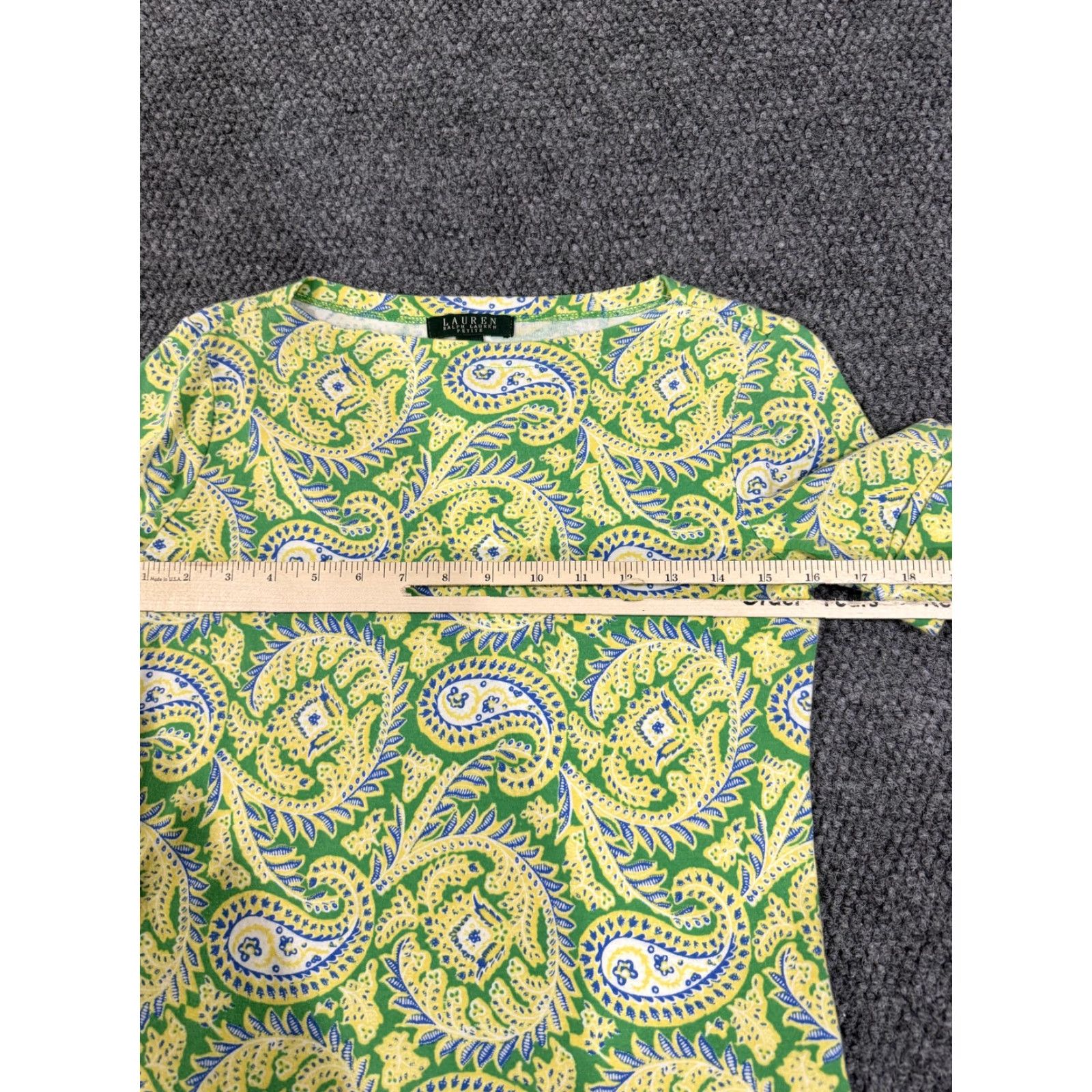 Ralph Lauren Lauren Ralph Lauren Shirt PM Green Paisley Crew Neck Short Sleeve Top Womens Size M / US 6-8 / IT 42-44 - 4 Thumbnail