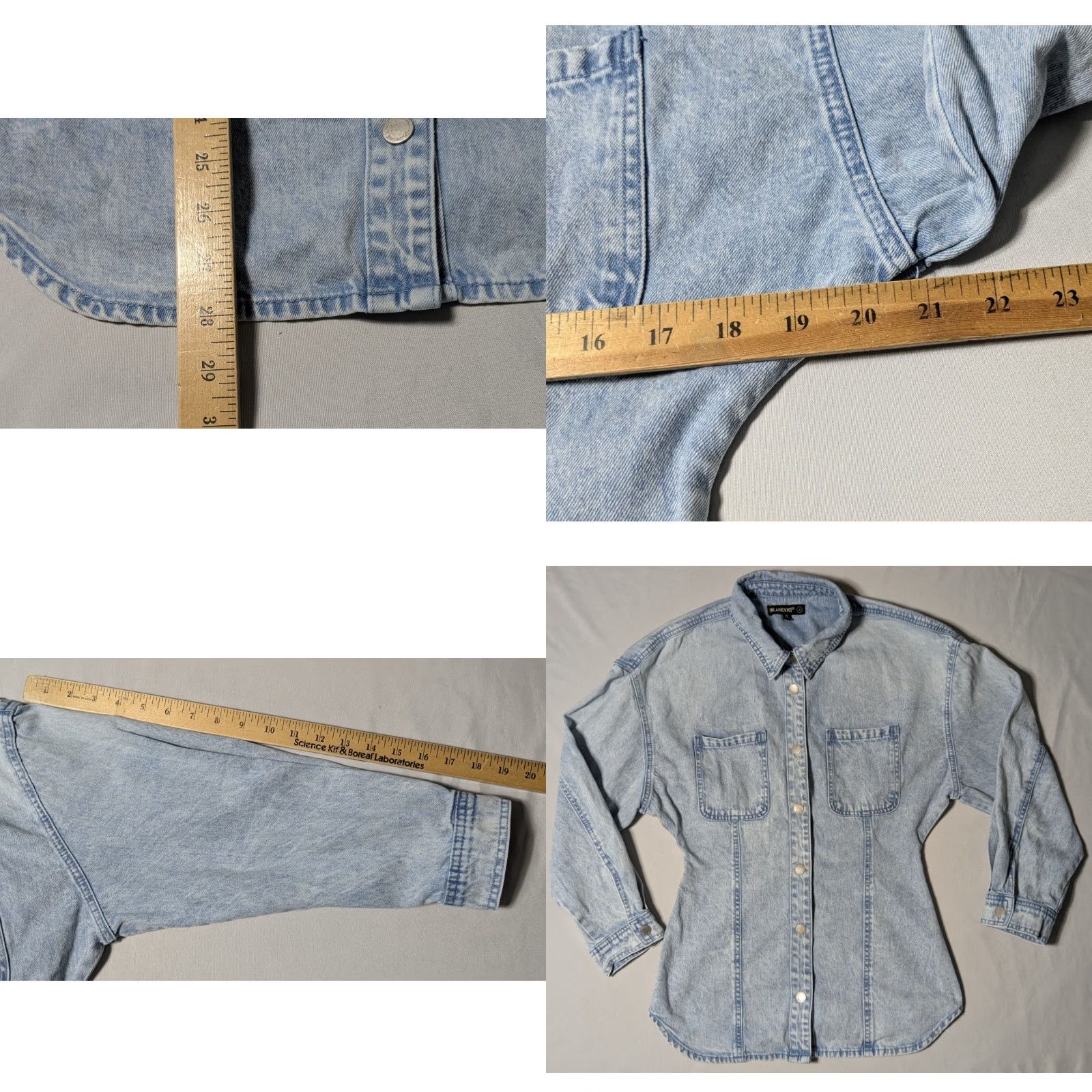 Vintage BLANKNYC Shacket Denim Snap Ruched Back Shirt Jacket Women Small Blue Size S / US 4 / IT 40 - 8 Thumbnail