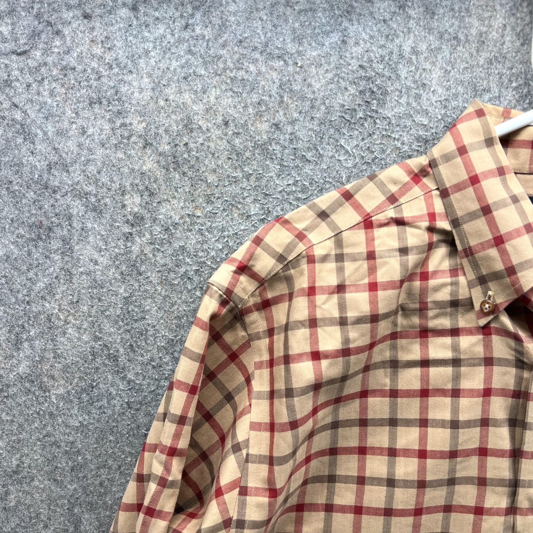 Brooks Brothers Brooks Brothers Dress Shirt Mens Small Beige Plaid Non Iron 346 Button-Down Short Sleeve? Size 36R - 6 Thumbnail