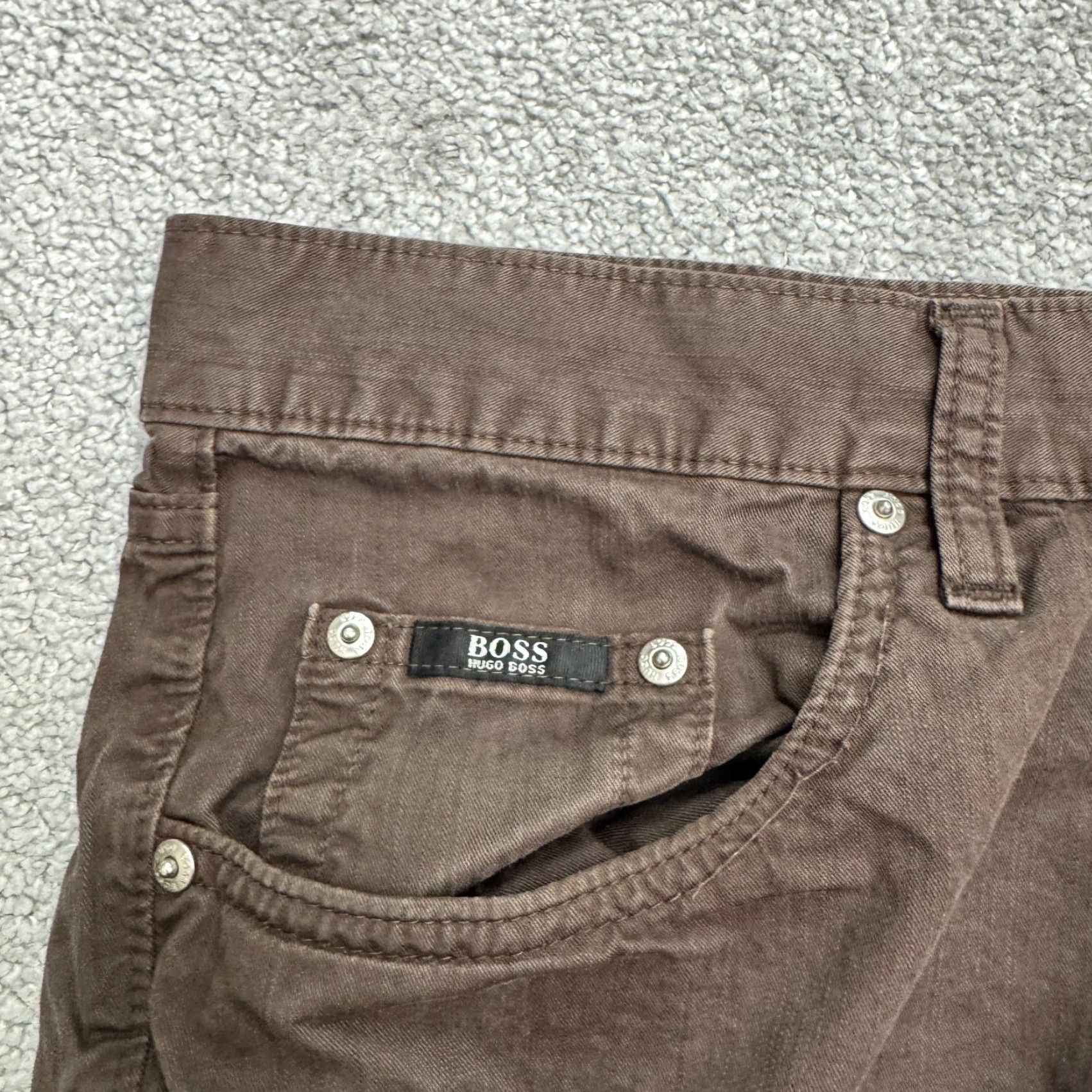 Hugo Boss HUGO BOSS Jeans Mens 36x34 Brown Cotton Denim Straight Leg Button Fly 5-Pocket Regular Size US 36 / EU 52 - 6 Thumbnail