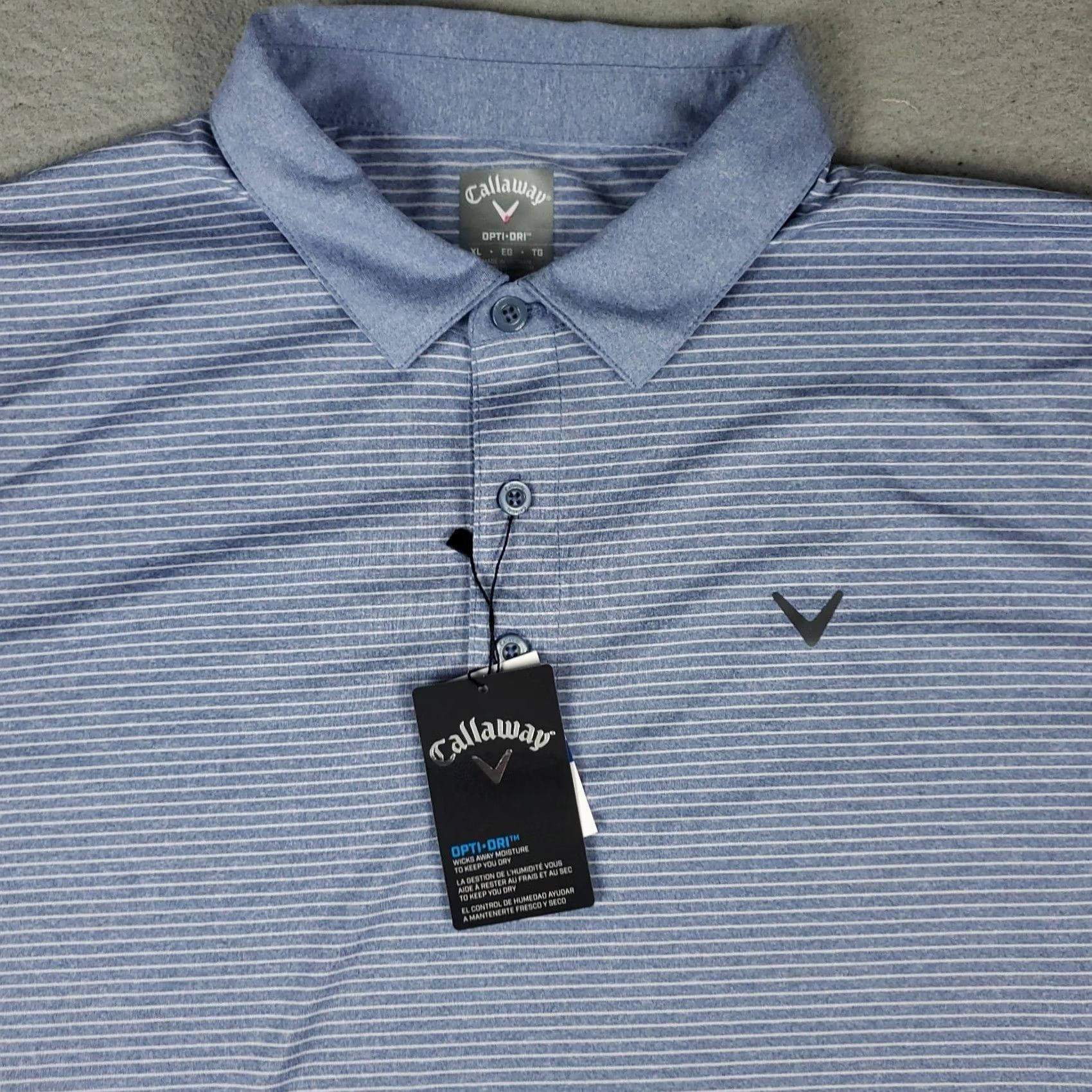 Callaway Callaway Polo Shirt Mens XL Blue Striped Opti Dri Fit Golf Short Sleeve Size US XL / EU 56 / 4 - 2 Thumbnail