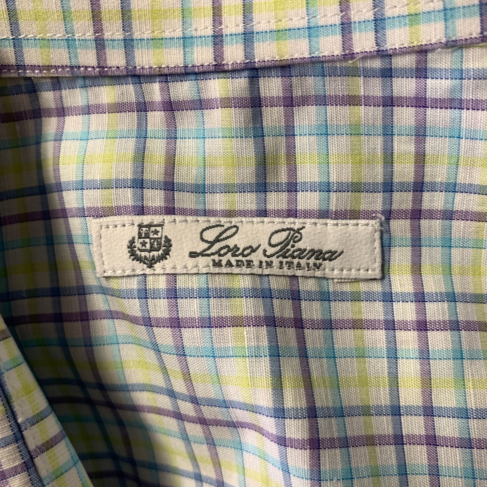 Loro Piana LORO PIANA White Purple Green Blue Plaid Long Sleeve Shirt Size US XL / EU 56 / 4 - 5 Thumbnail