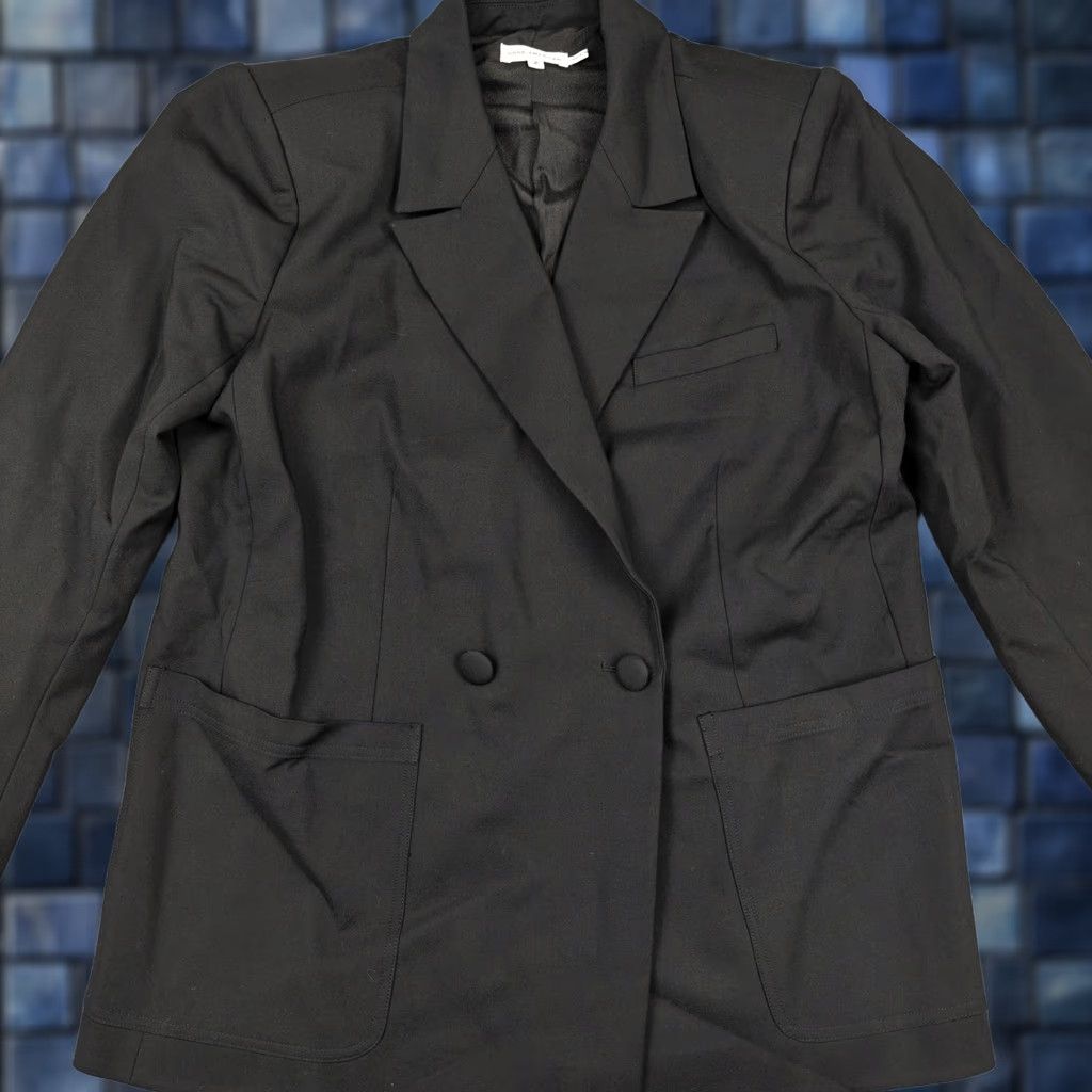 Good American VINTAGE Good American Blazer Womens 2 Black Double Breasted Lined Jacket Tailored Size XS / US 0-2 / IT 36-38 - 1 Thumbnail