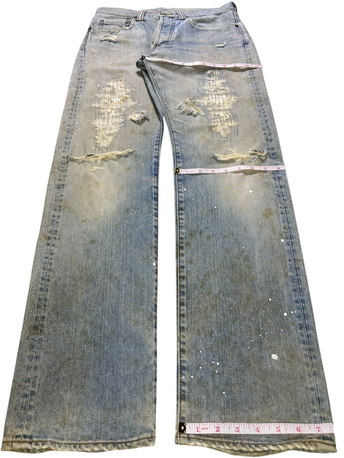 Eternal × Japanese Brand Vintage Eternal Button Fly Mud Wash Painted Distressed Jeans Size US 30 / EU 46 - 14 Thumbnail